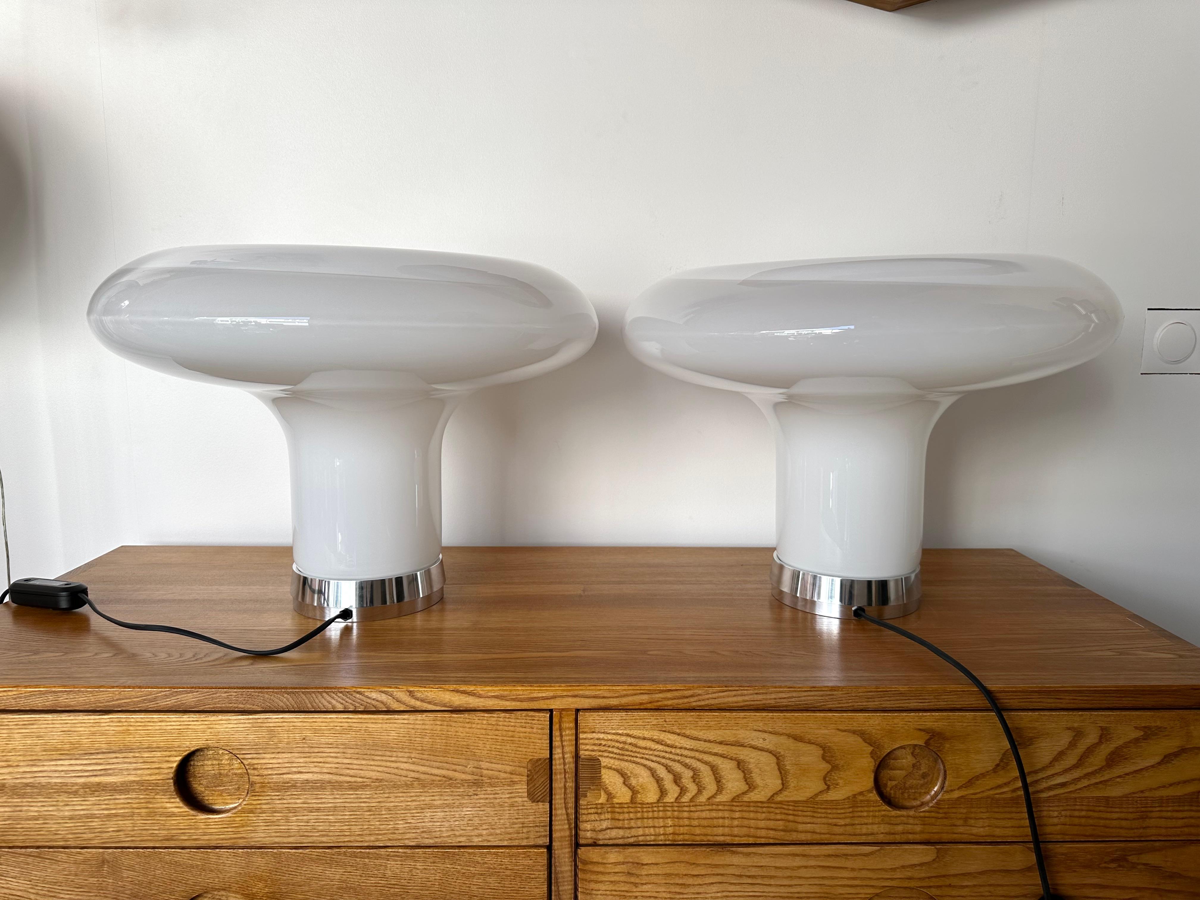 Pair of Lesbo Lamps Murano Glass by Angelo Mangiarotti for Artemide, Italy, 1970 6