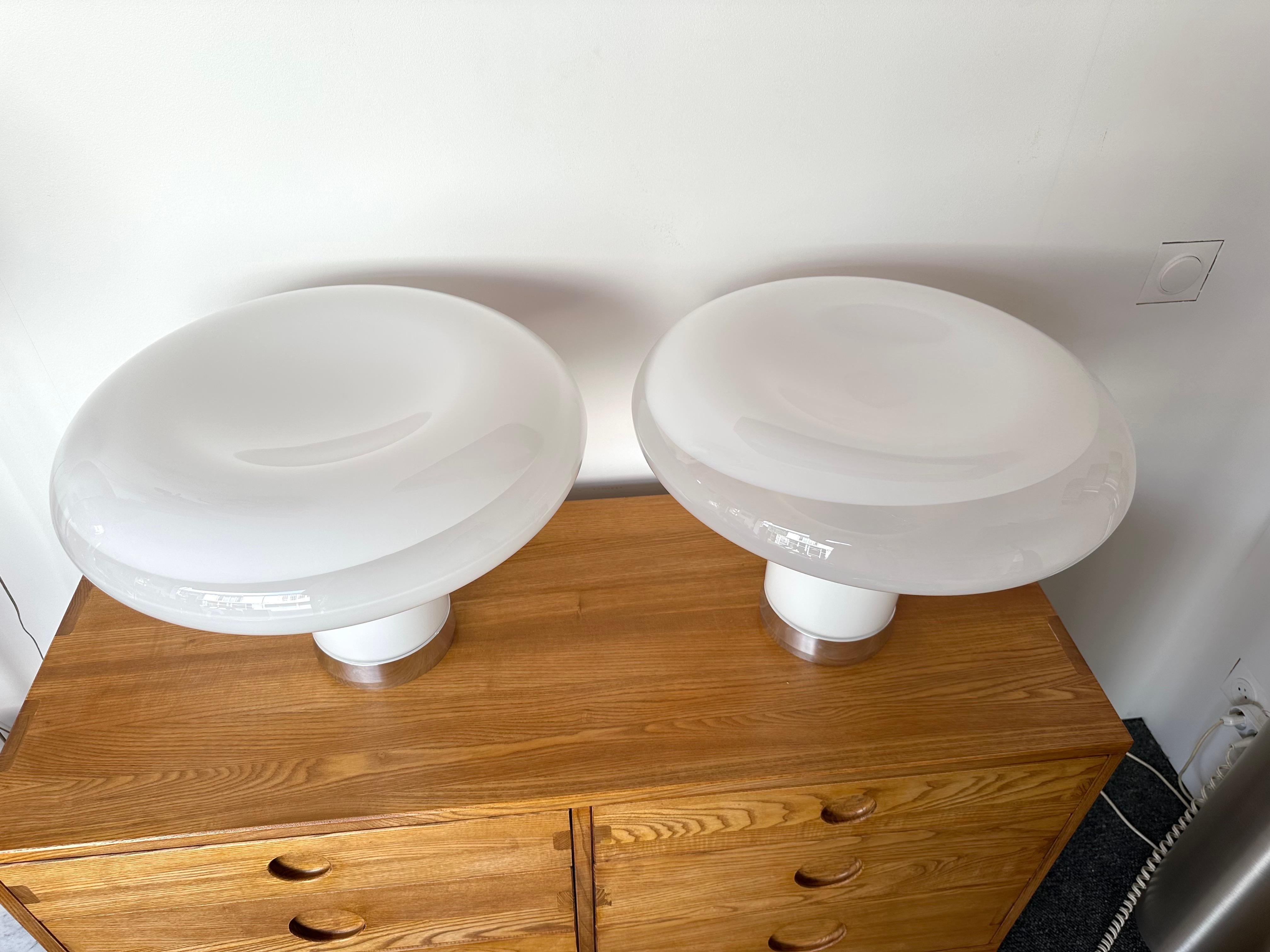 Pair of Lesbo Lamps Murano Glass by Angelo Mangiarotti for Artemide, Italy, 1970 In Good Condition In SAINT-OUEN, FR
