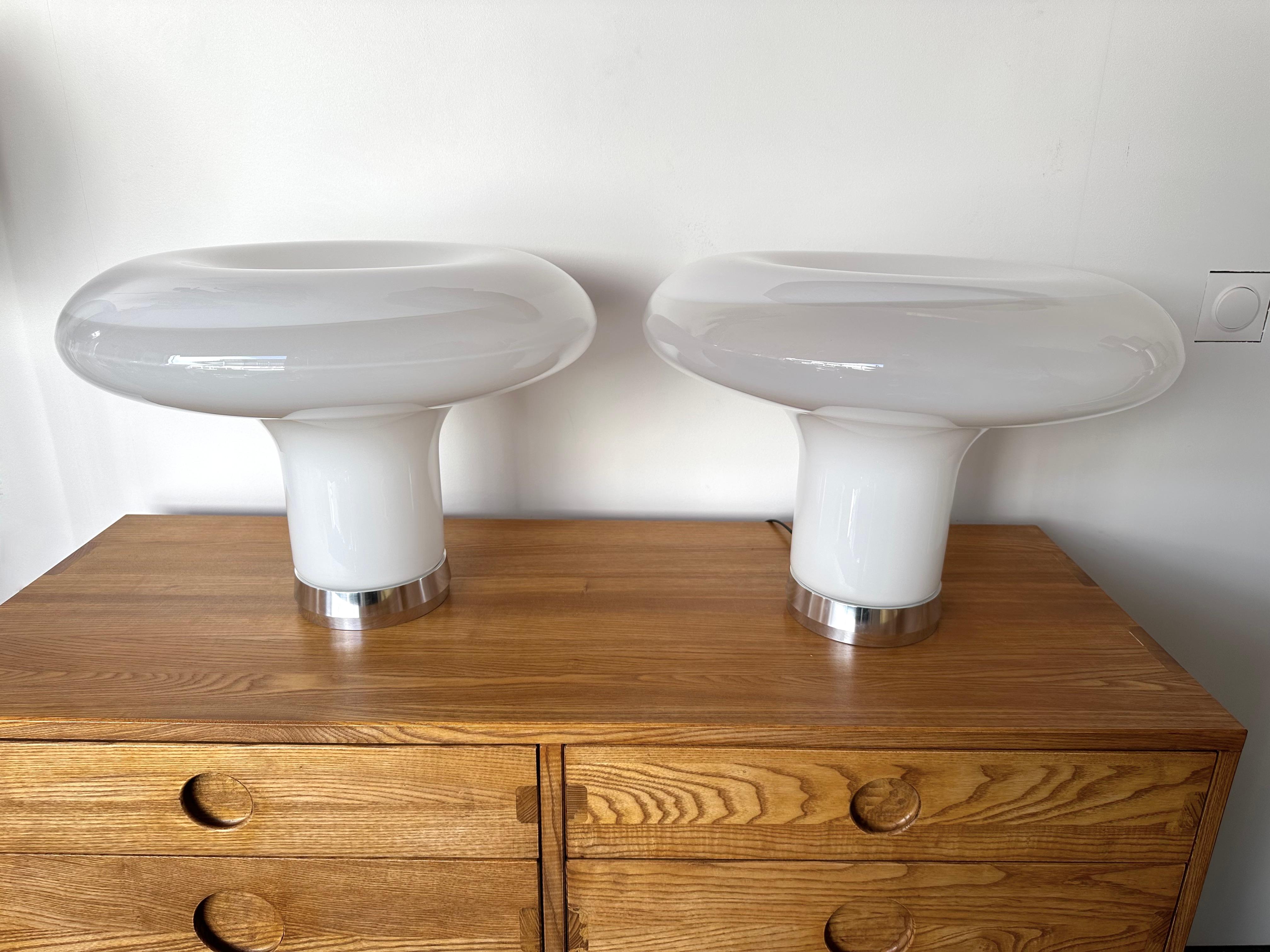 Late 20th Century Pair of Lesbo Lamps Murano Glass by Angelo Mangiarotti for Artemide, Italy, 1970