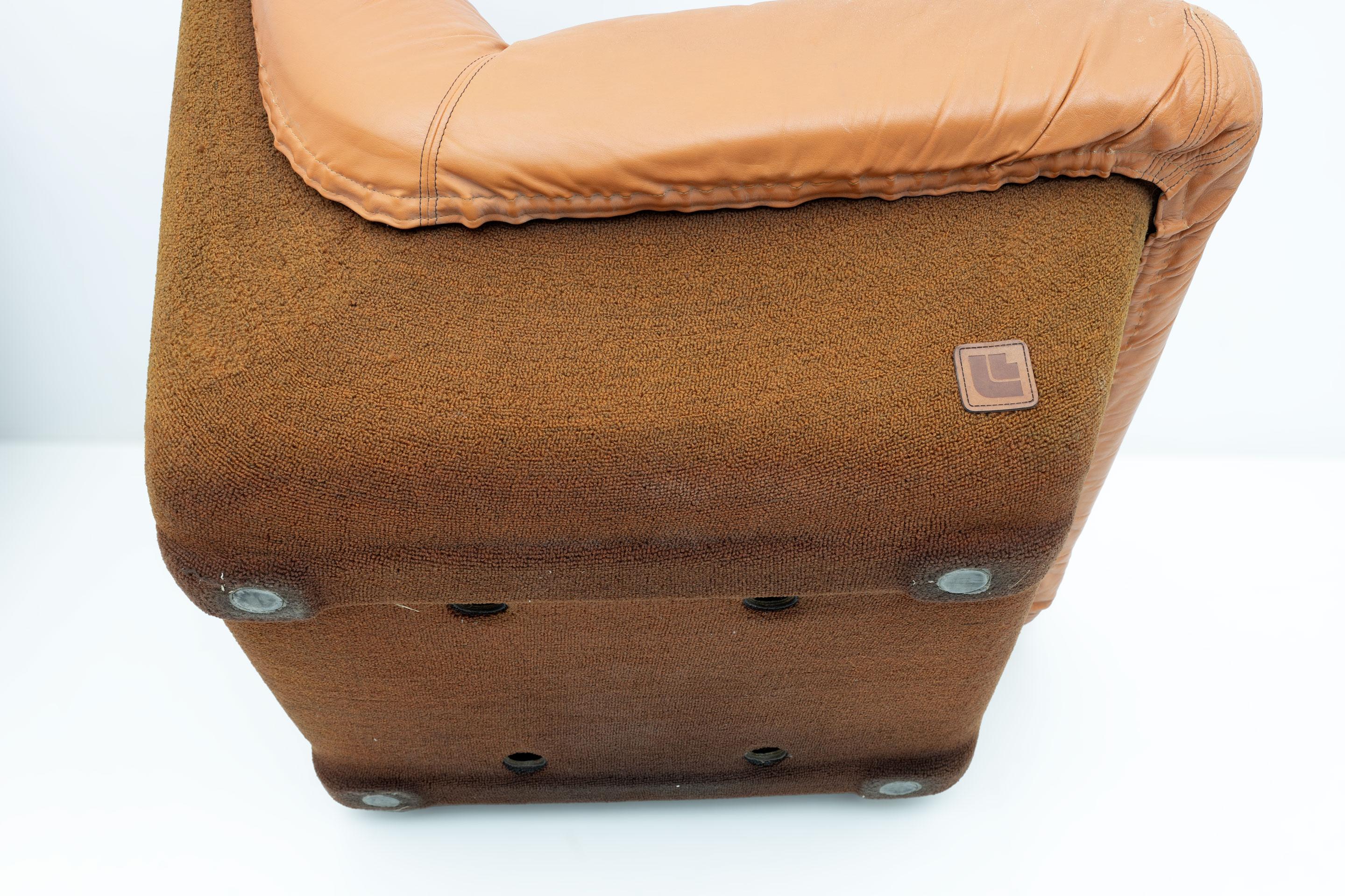 Paire de fauteuils Lev & Lev modernes du milieu du siècle dernier en cuir avec cadre en fibre de verre en vente 2