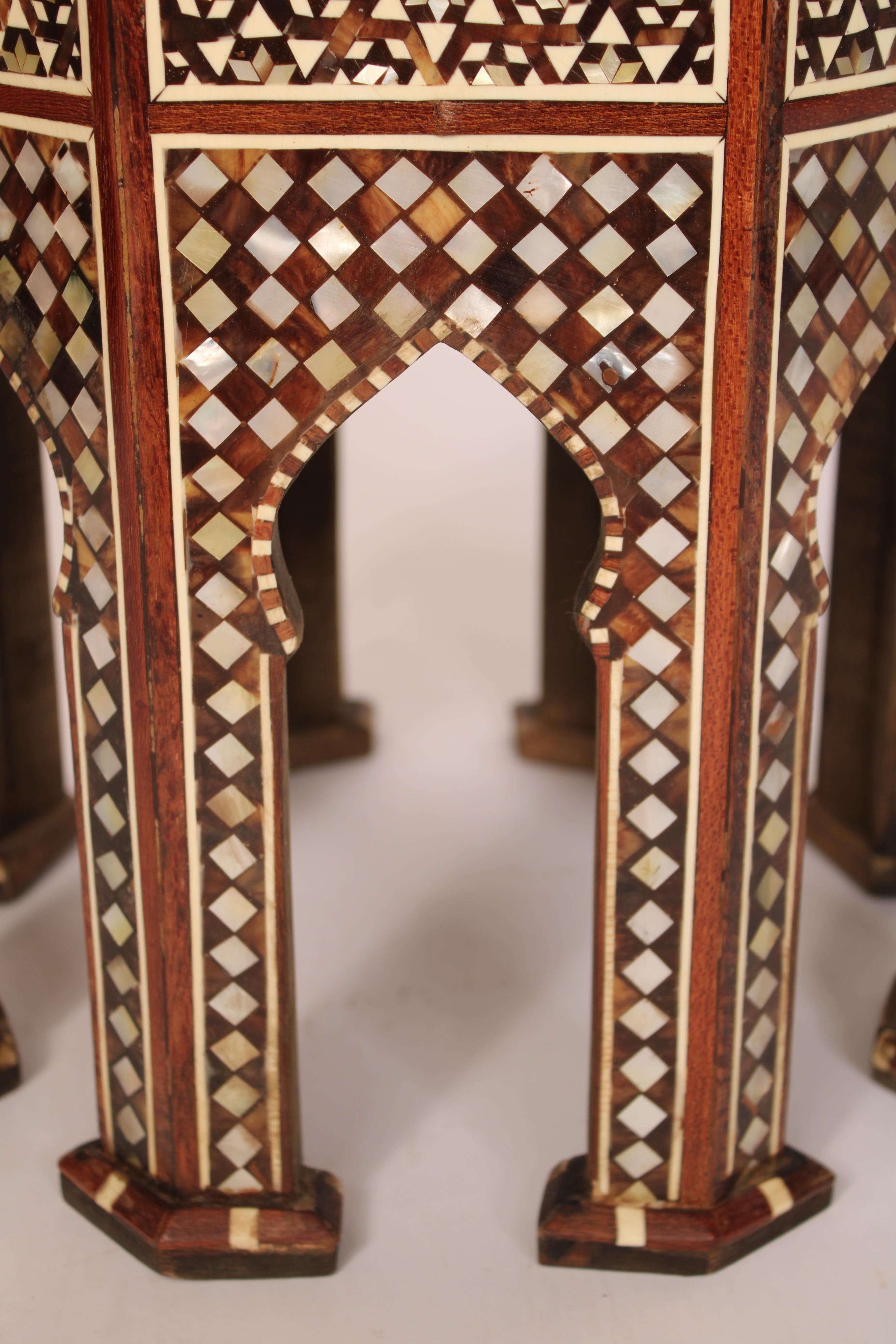 Pair of Levantine Mother of Pearl and Bone Inlaid Occasional Tables For Sale 4