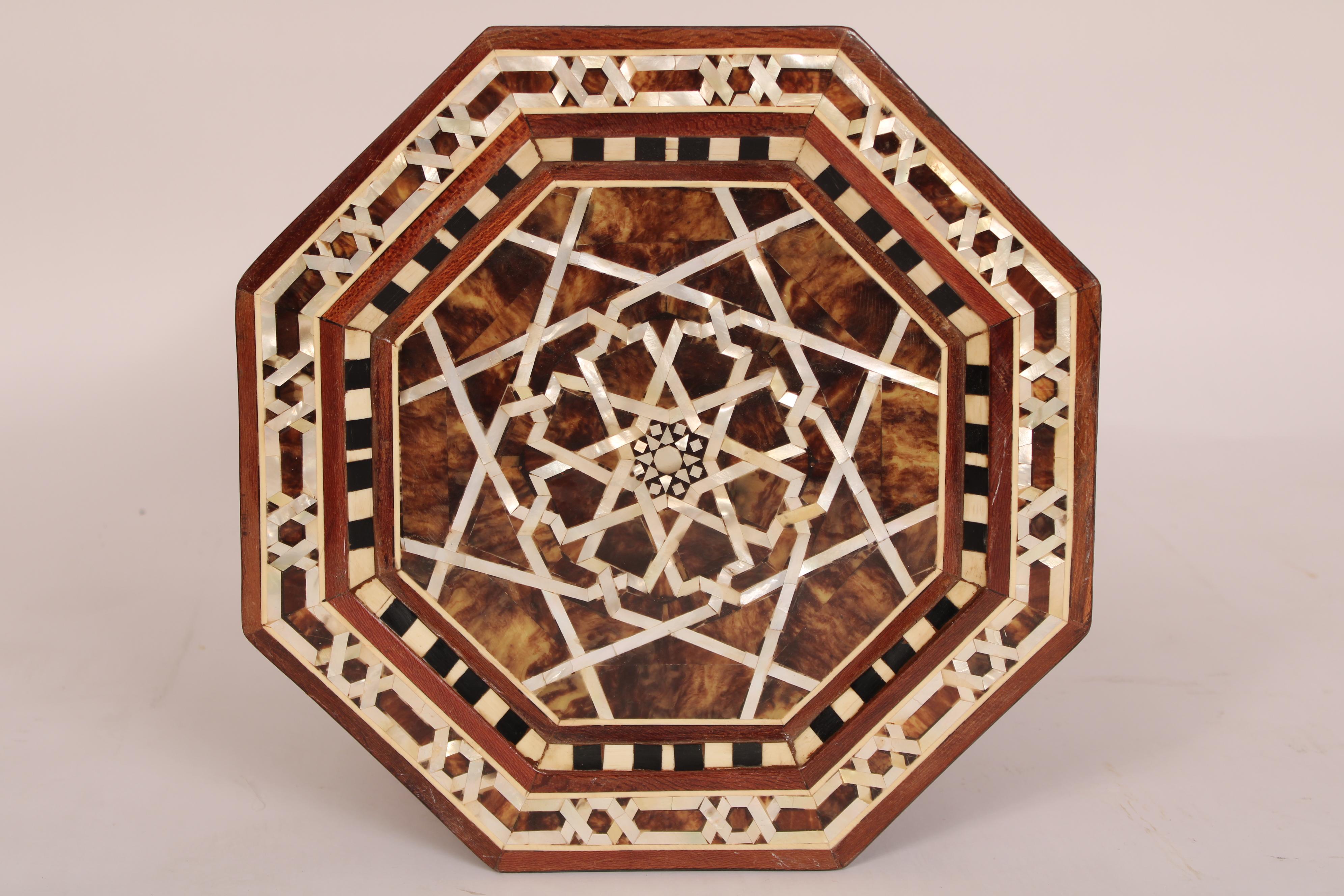 Contemporary Pair of Levantine Mother of Pearl and Bone Inlaid Occasional Tables For Sale