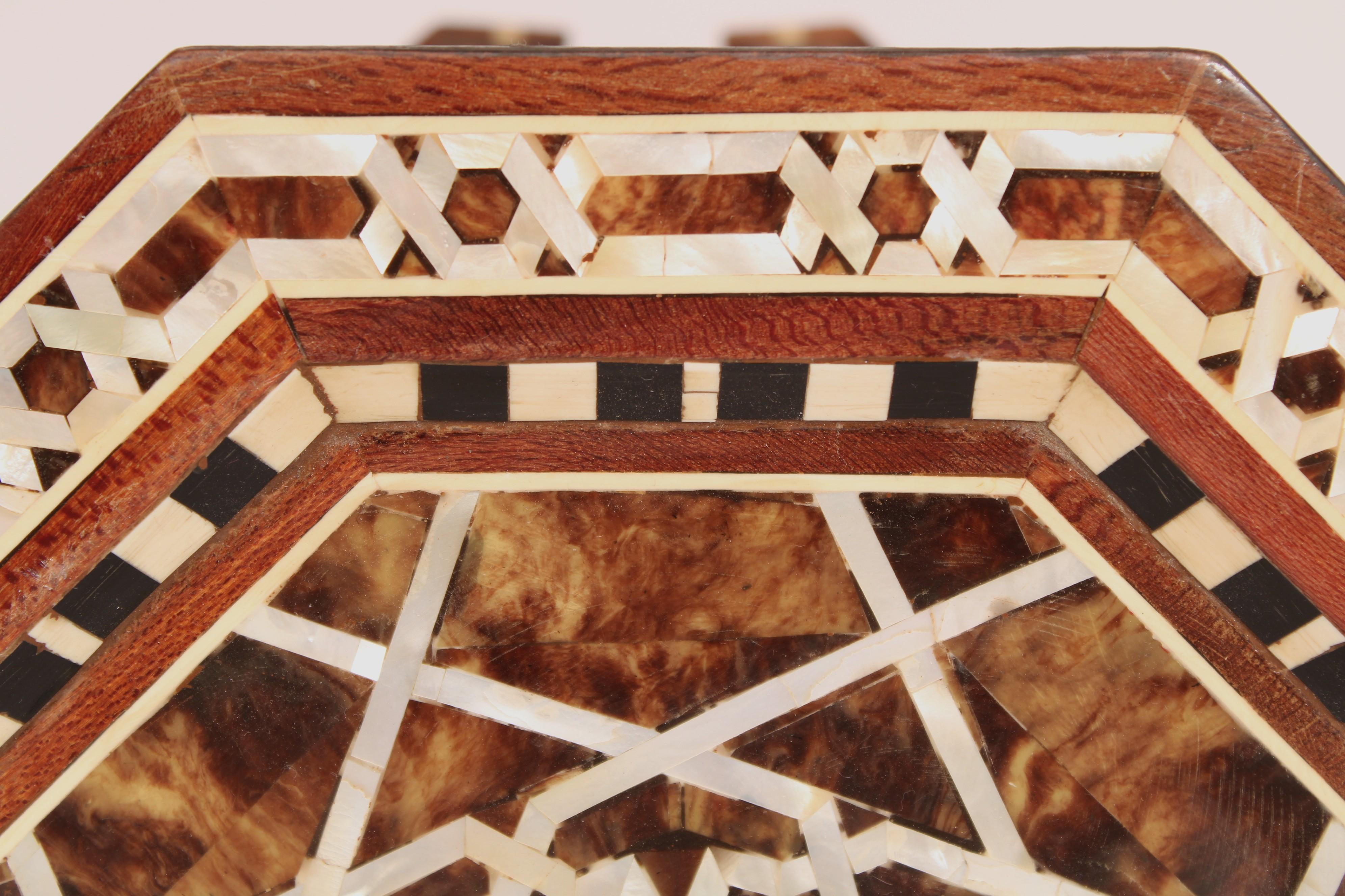 Pair of Levantine Mother of Pearl and Bone Inlaid Occasional Tables For Sale 1