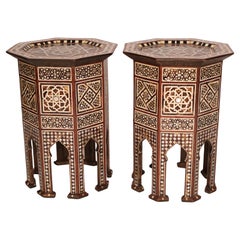 Pair of Levantine Mother of Pearl and Bone Inlaid Occasional Tables