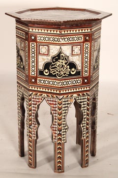 Pair of Levantine Mother of Pearl and Bone Inlaid Side Tables