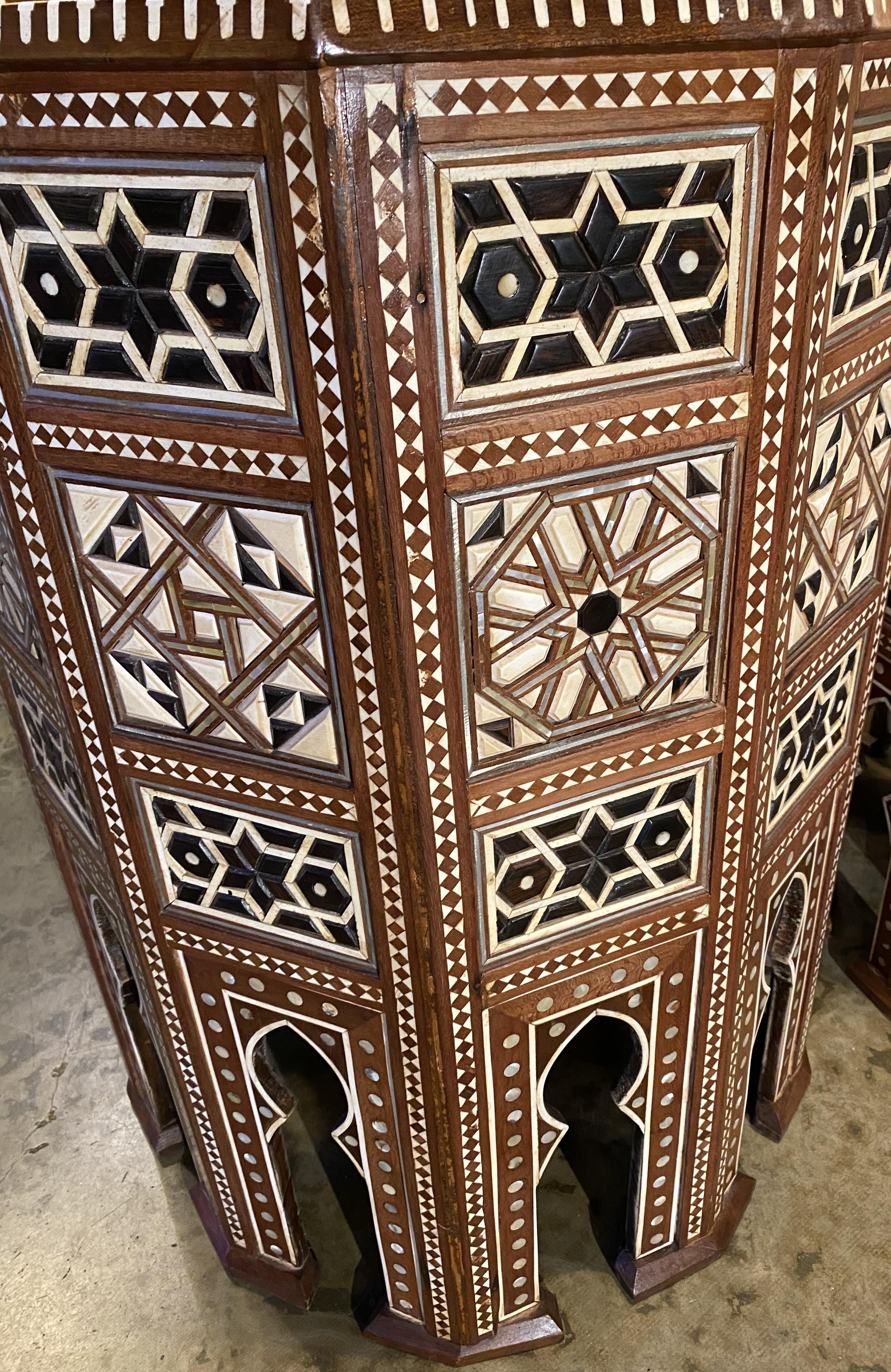 Other Pair of Levantine Style Ten Sided End or Side Tables with Geometric Mosaic Inlay For Sale