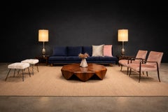 Pair of “Leve” Armchairs in Rosewood & Dusty Rose Mohair, Joaquim Tenreiro, 1942