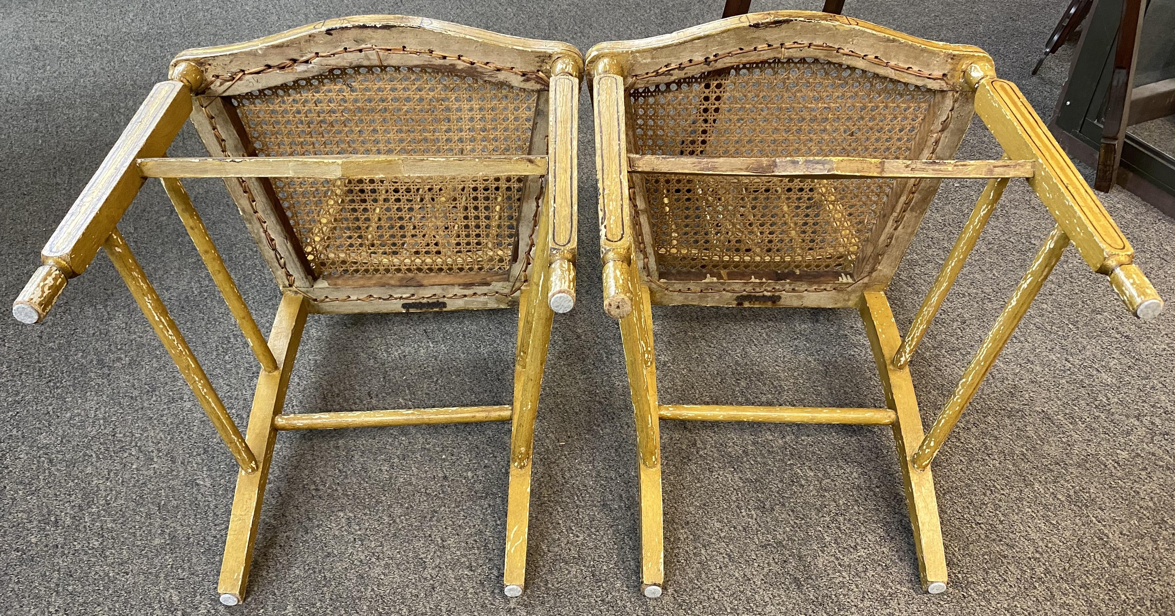 Pair of Lewis Barnes Hand Painted Cane Seat Fancy Chairs, Portsmouth NH c 1820 3