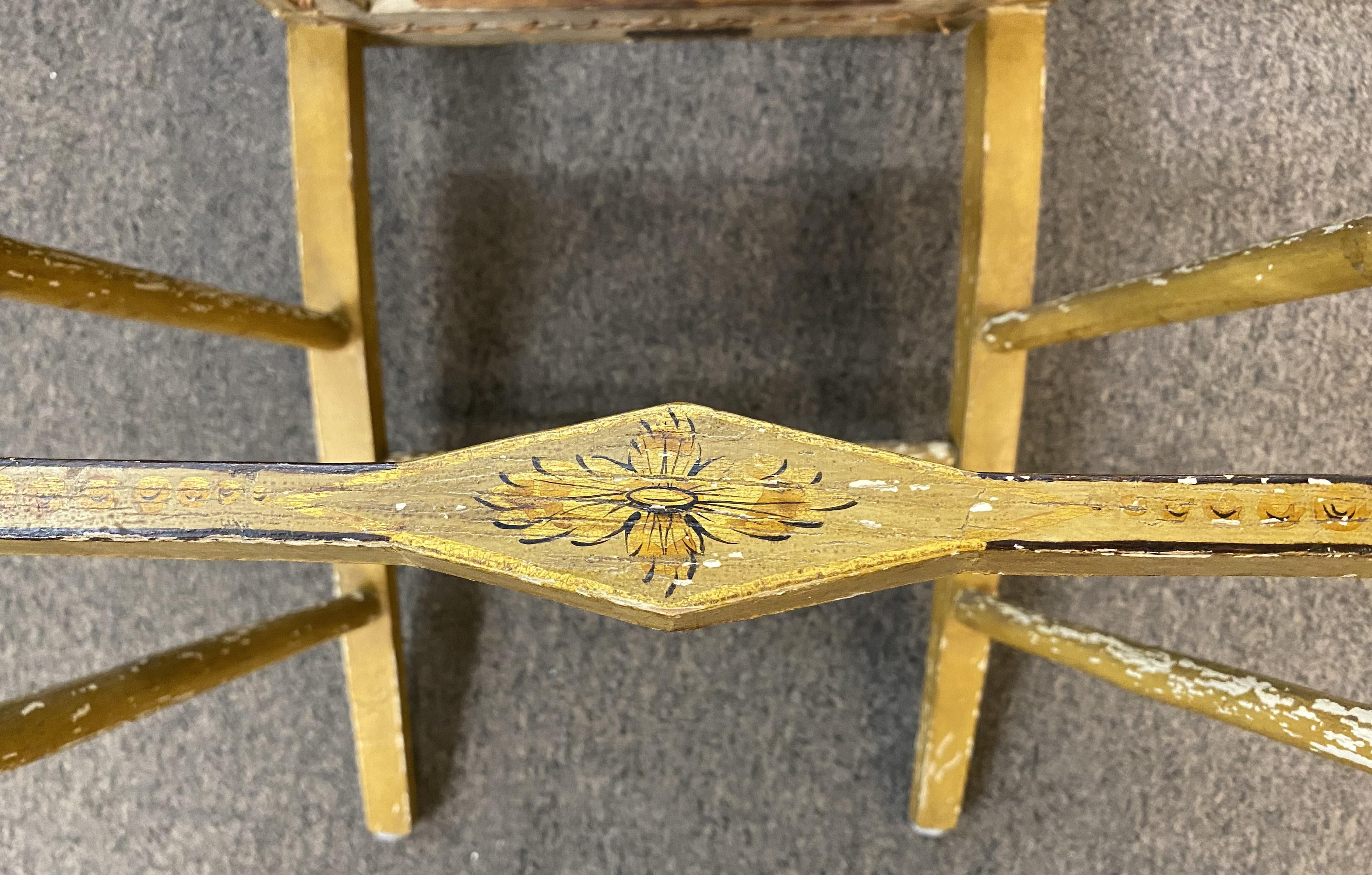 Pair of Lewis Barnes Hand Painted Cane Seat Fancy Chairs, Portsmouth NH c 1820 5