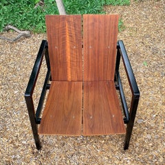 Pair of Lewis Butler Walnut Lounge Chairs Model 645 for Knoll