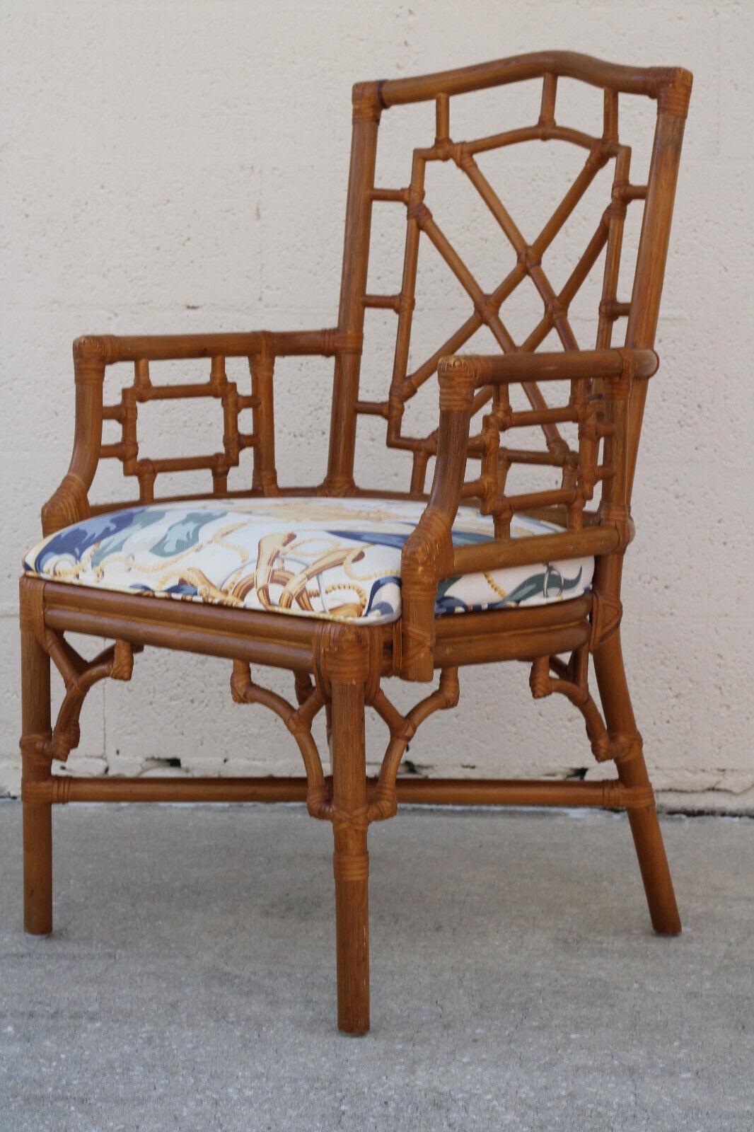 Paire de fauteuils de salle à manger Lexington en rotin Chippendale chinois en vente 3
