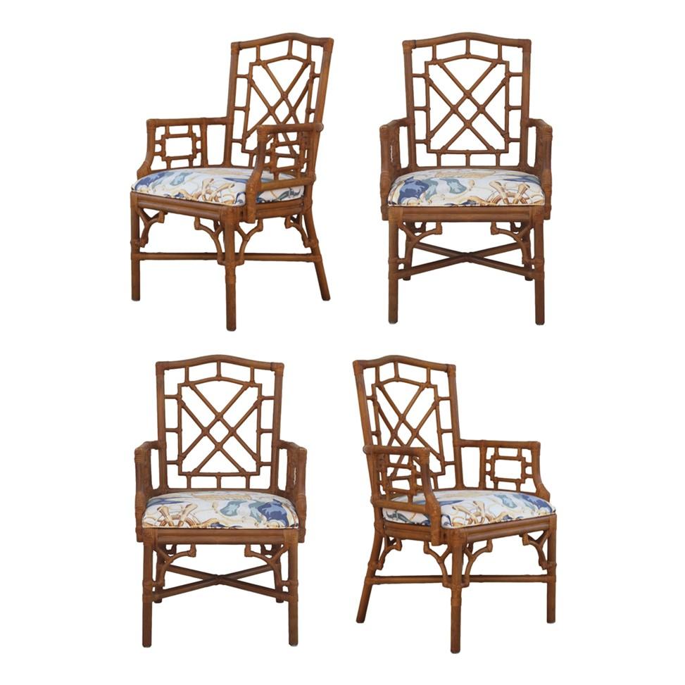 Paire de fauteuils de salle à manger Lexington en rotin Chippendale chinois en vente 12