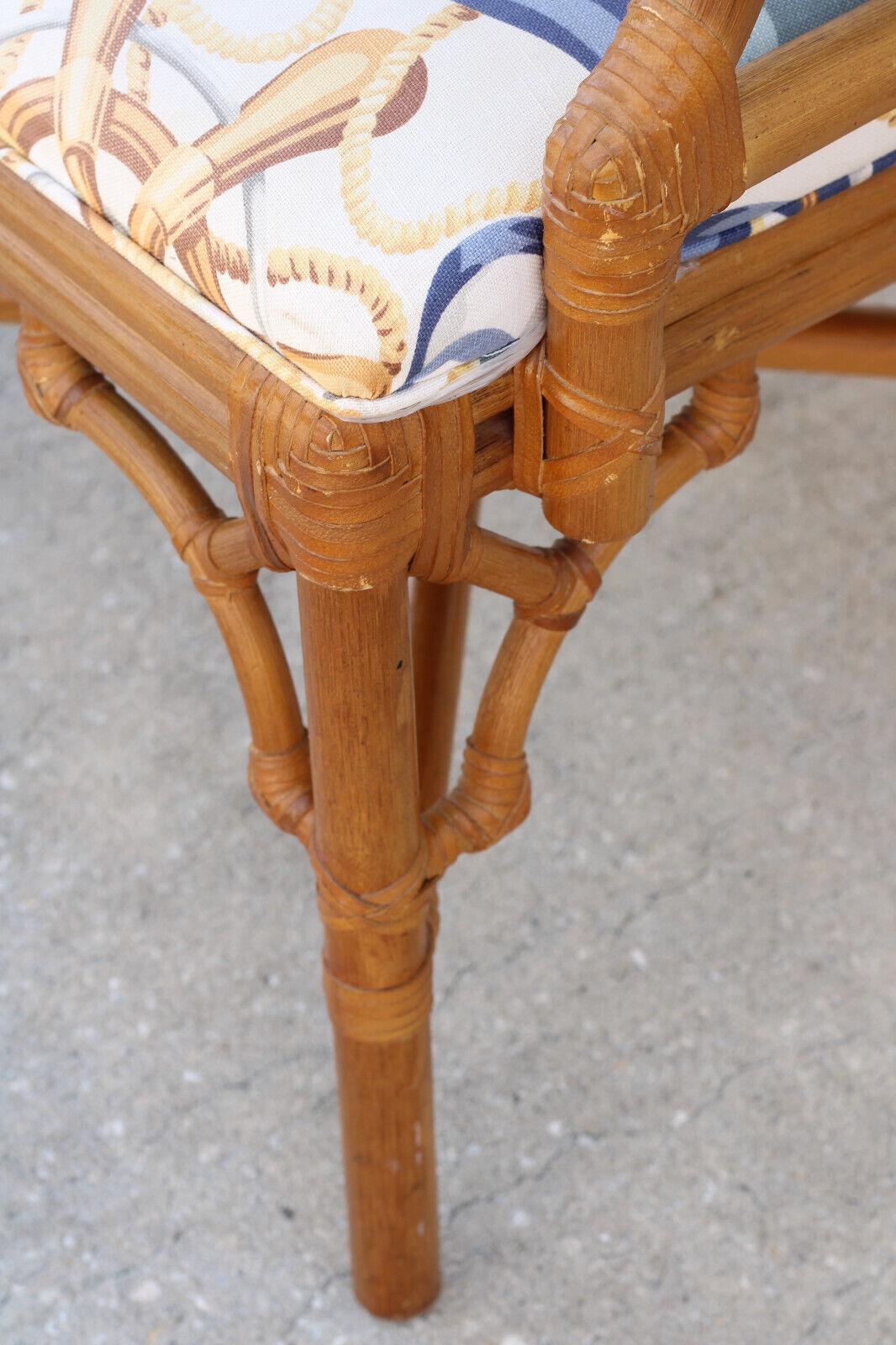 Pair of Lexington Chinese Chippendale Rattan Dining Armchairs 9