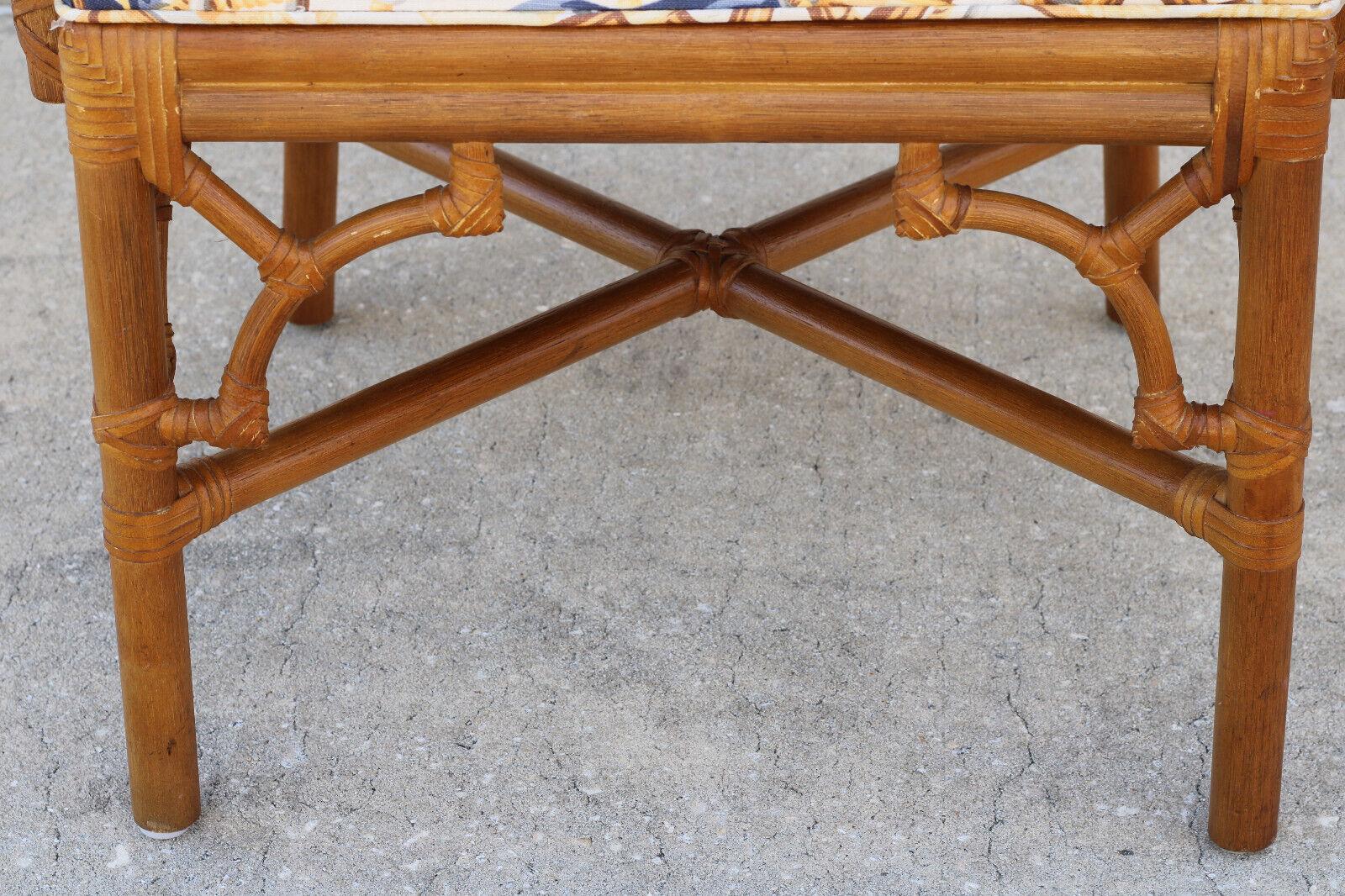 Pair of Lexington Chinese Chippendale Rattan Dining Armchairs 10