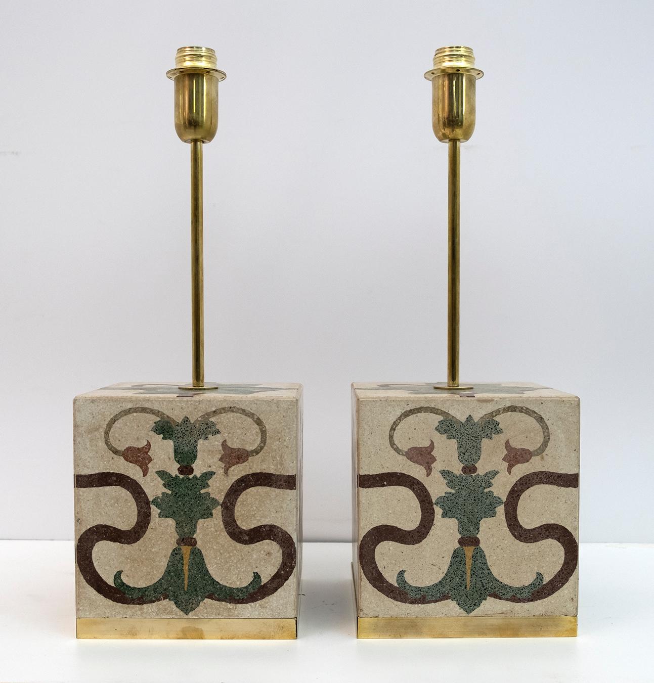 Pair of Liberty Era Italian Cementite Table Lamps 4