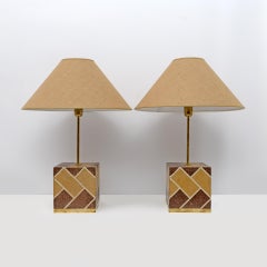 Paire de lampes de table en cémentite italiennes de l'époque Liberty