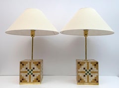 Paire de lampes de table en cémentite italiennes de l'époque Liberty