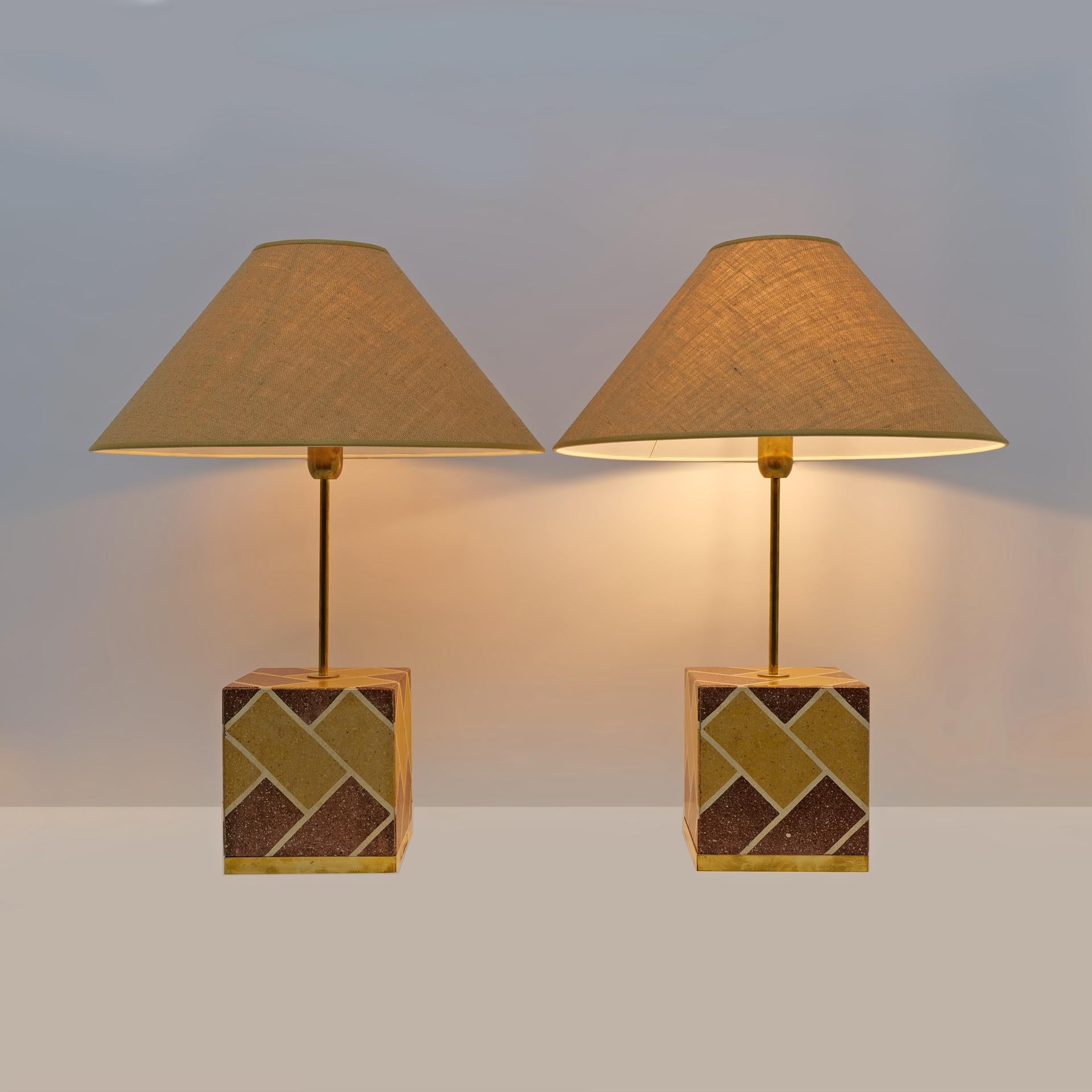 Art Nouveau Pair of Liberty Era Italian Cementite Table Lamps For Sale