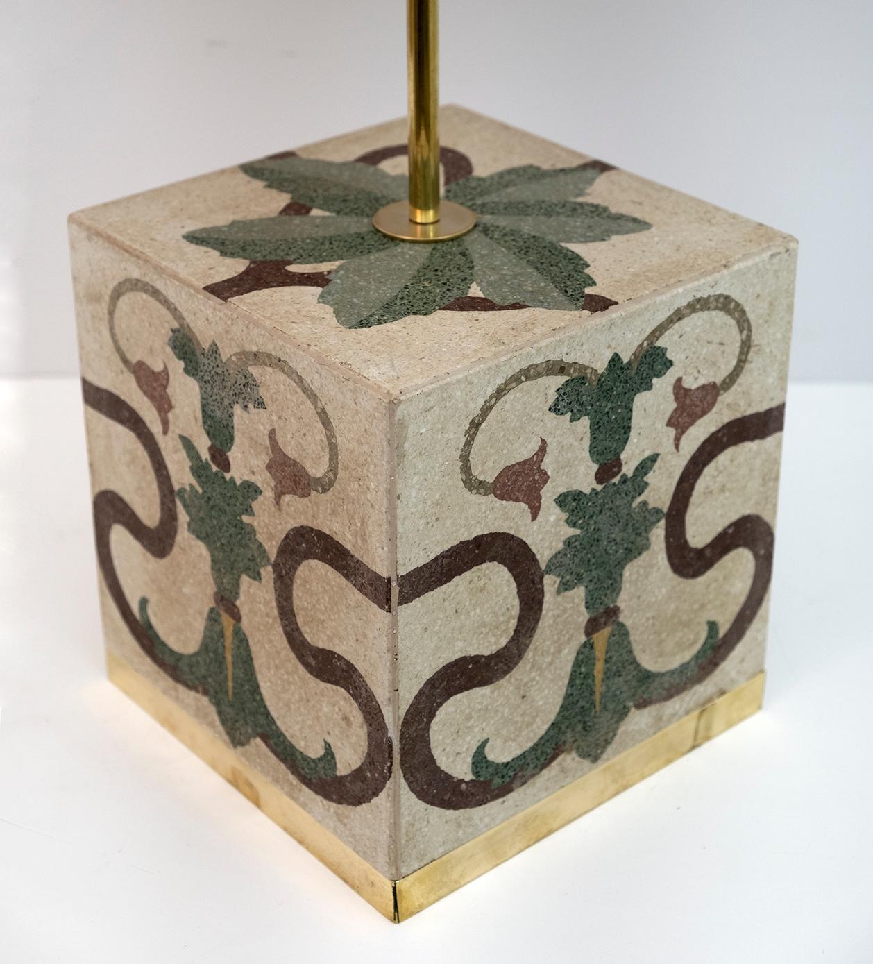 Brass Pair of Liberty Era Italian Cementite Table Lamps