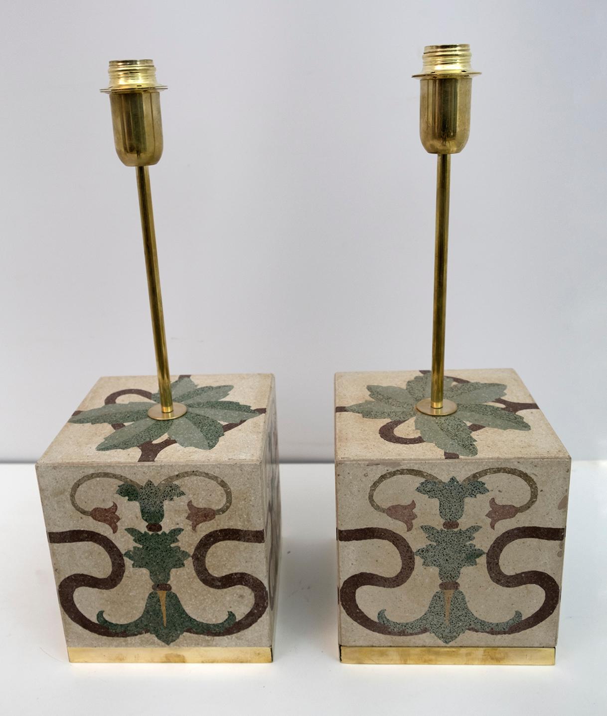 Pair of Liberty Era Italian Cementite Table Lamps 2