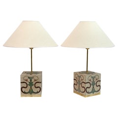Pair of Liberty Era Italian Cementite Table Lamps