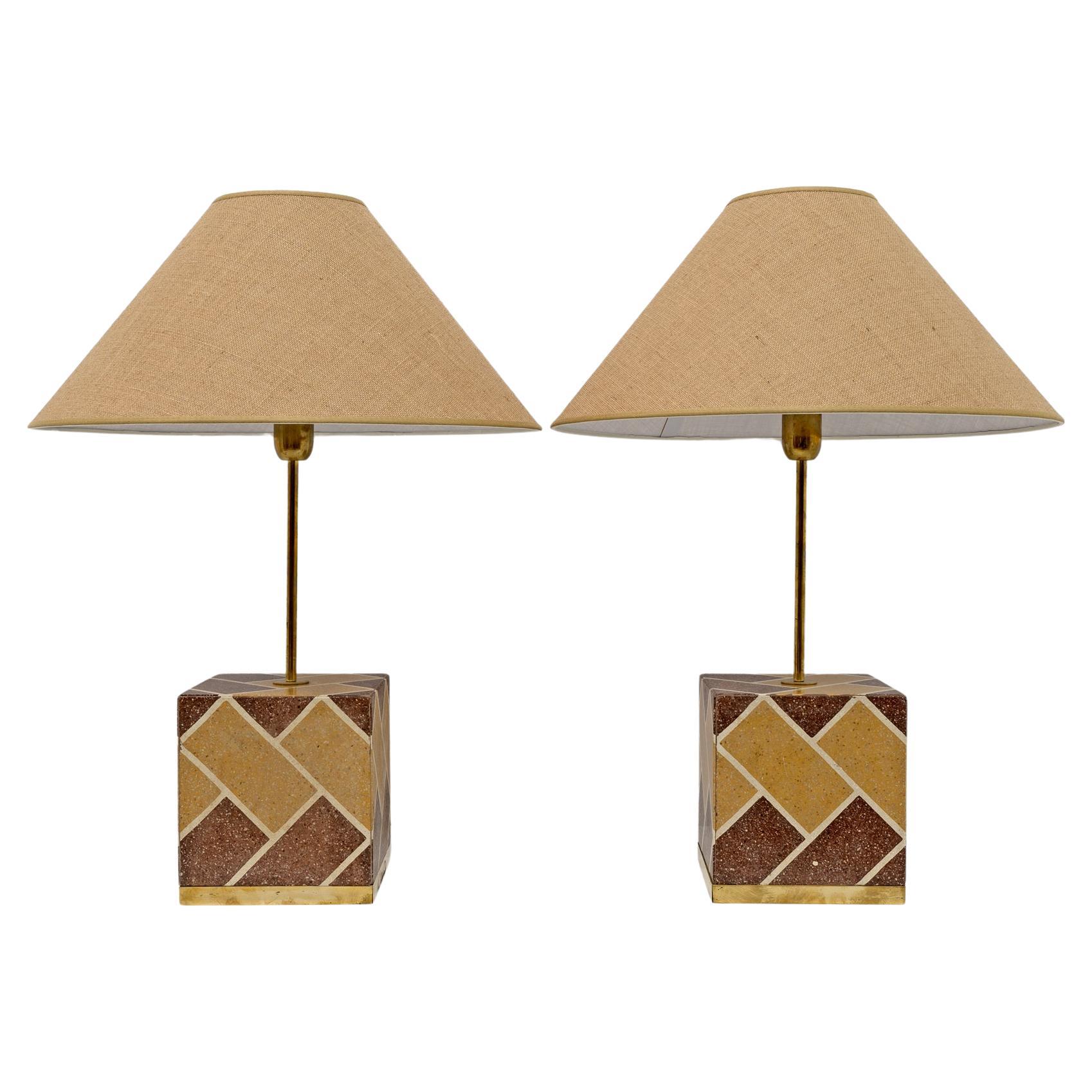 Pair of Liberty Era Italian Cementite Table Lamps For Sale