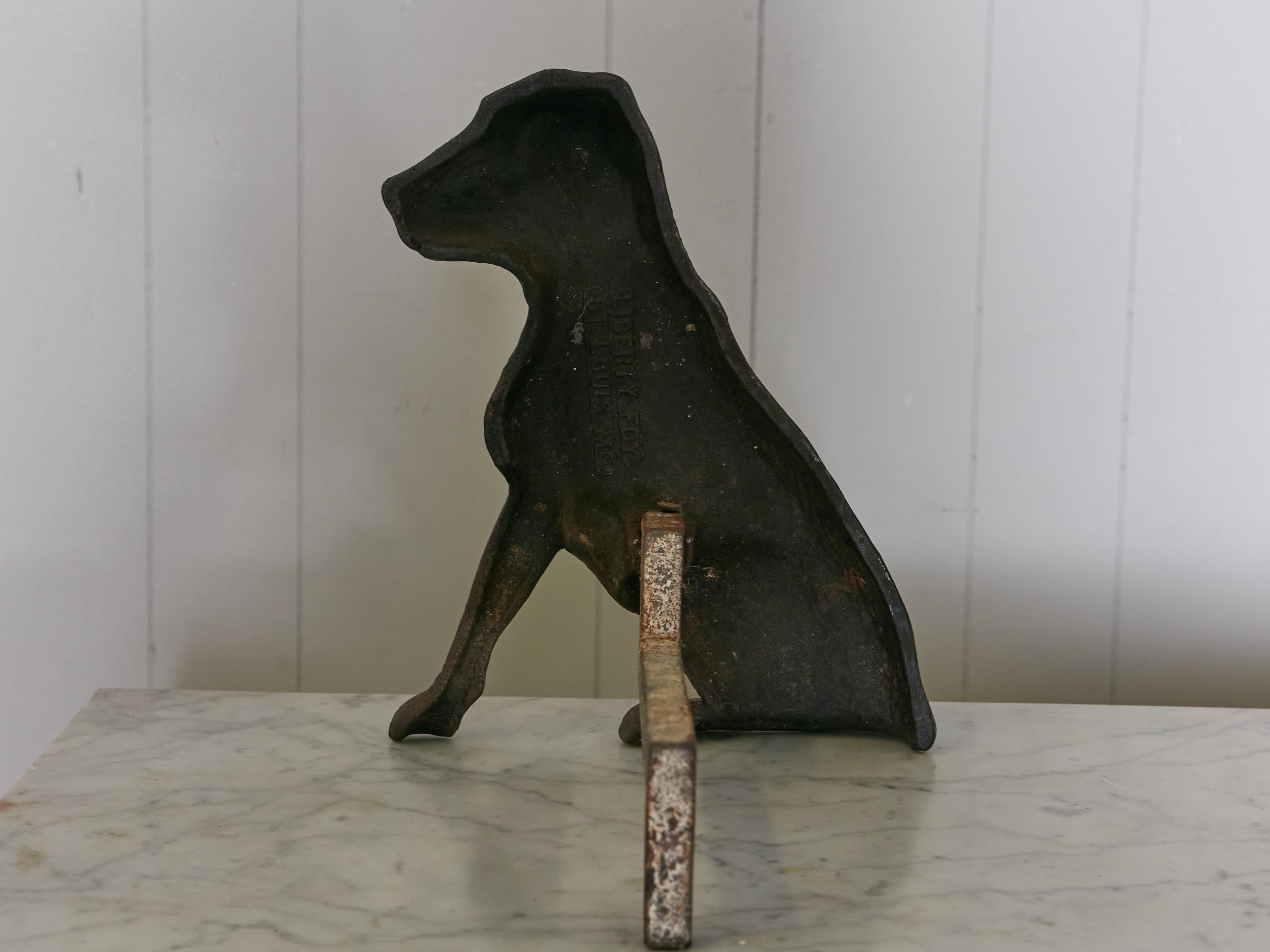 Pair of Liberty Foundry Cast Iron Andirons Depicting Labrador Dogs, circa 1950 8