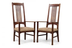 Pair of Liberty of London English Arts & Crafts Beige Upholstered Side Chairs