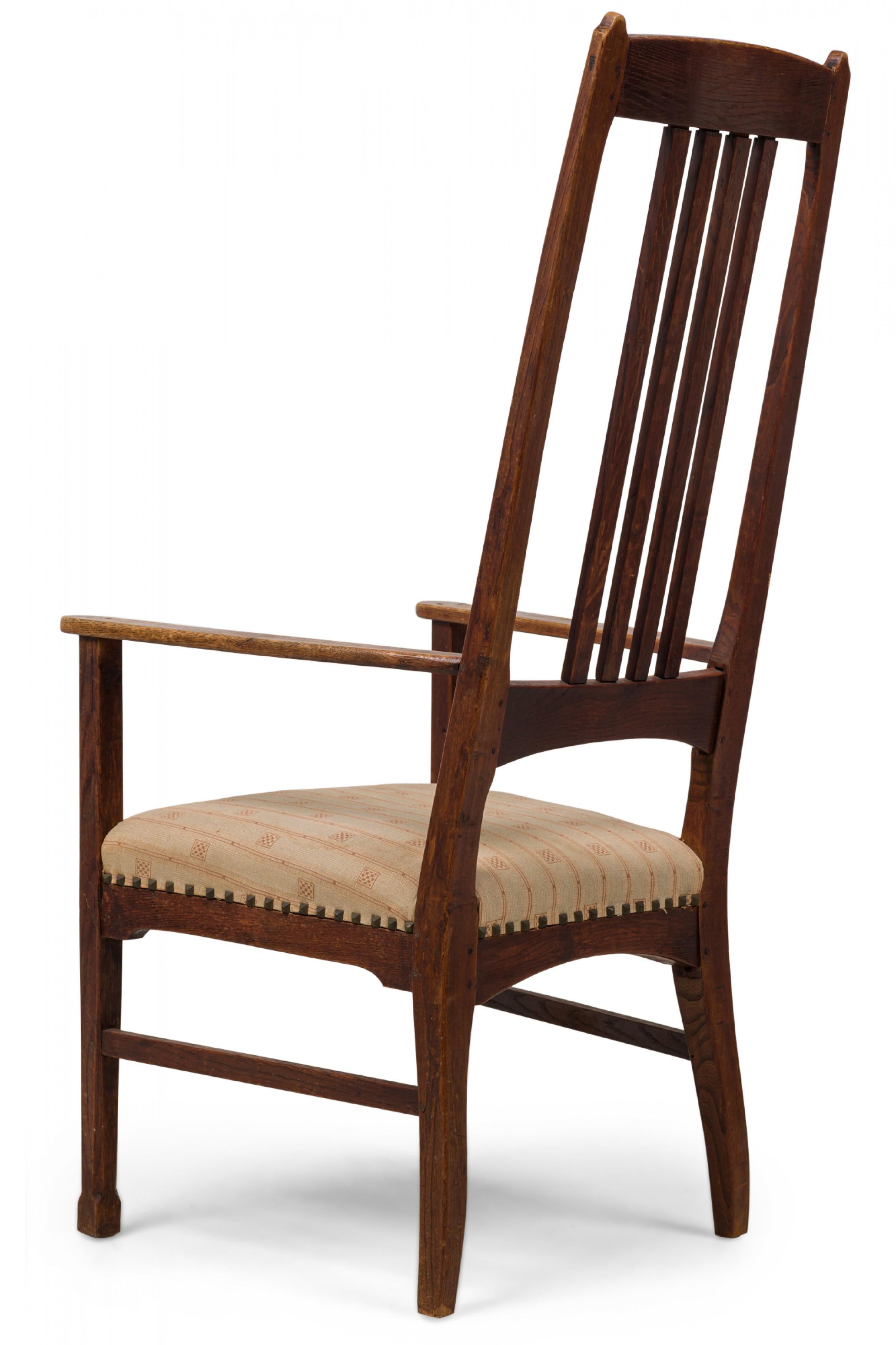 Pair of Liberty of London English Arts & Crafts Beige Upholstered Side Chairs In Good Condition For Sale In Queens, NY