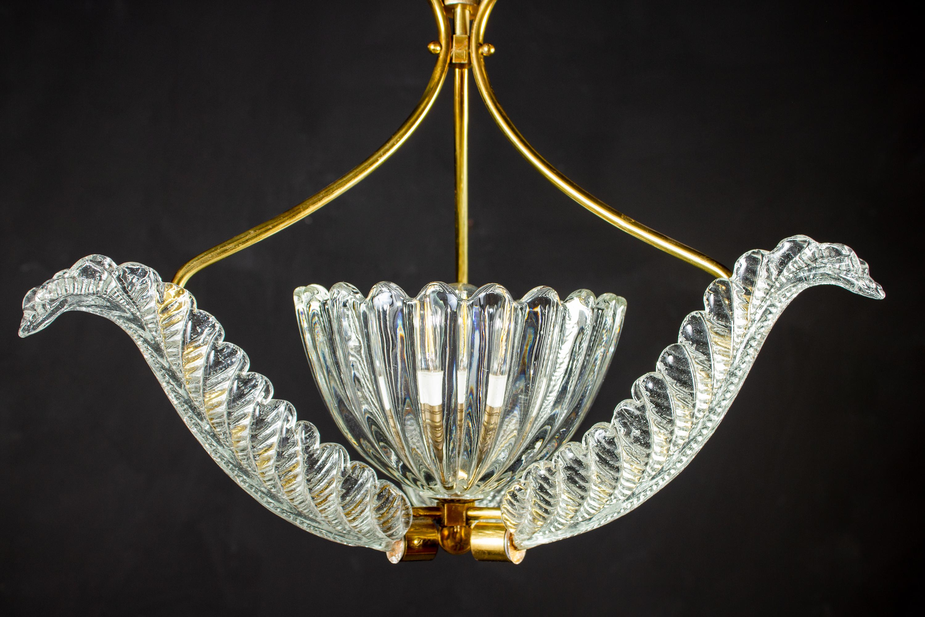 Pair of Liberty Pendants or Lanterns by Ercole Barovier, 1940s For Sale 4