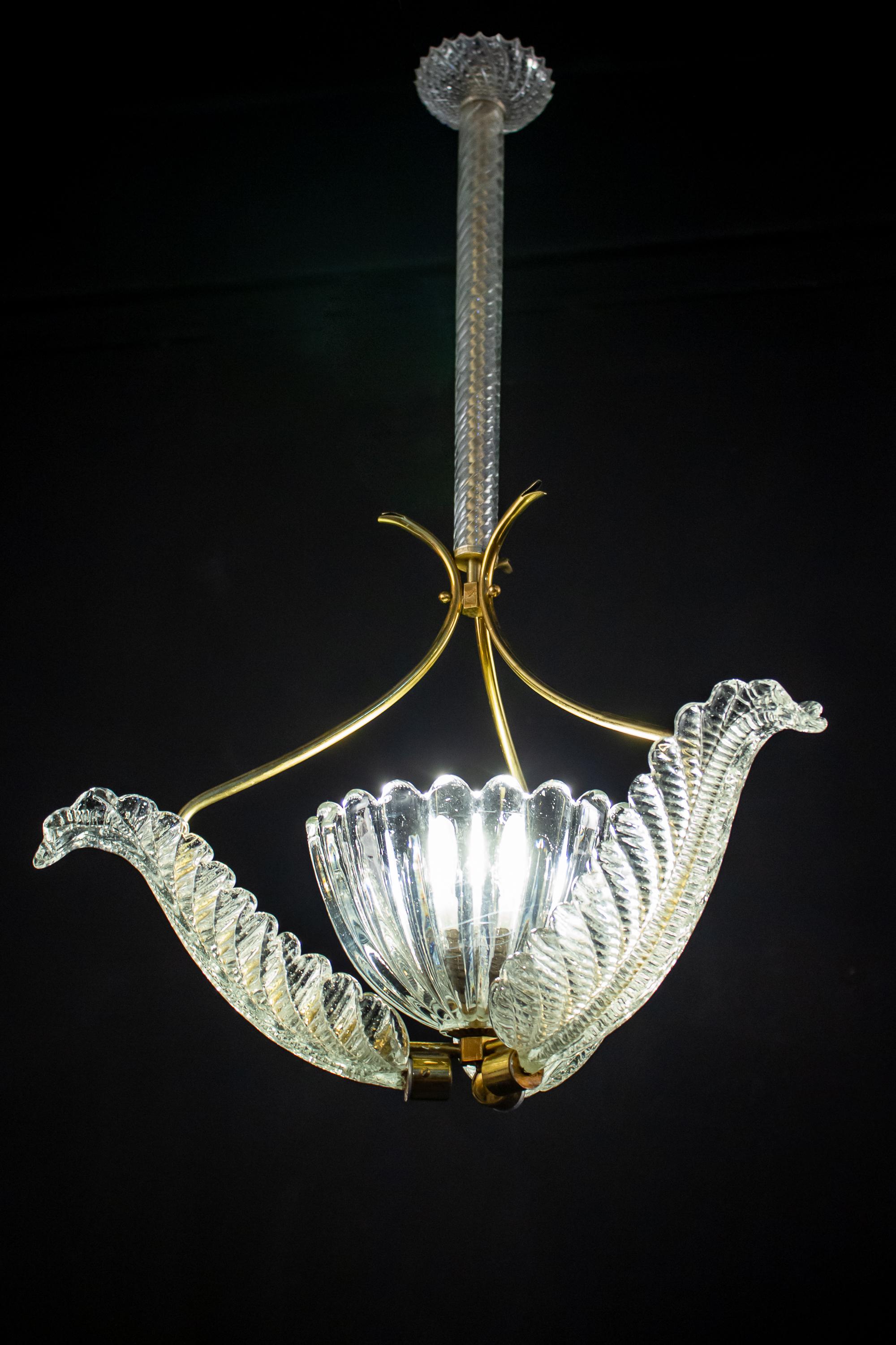Italian Pair of Liberty Pendants or Lanterns by Ercole Barovier, 1940s For Sale