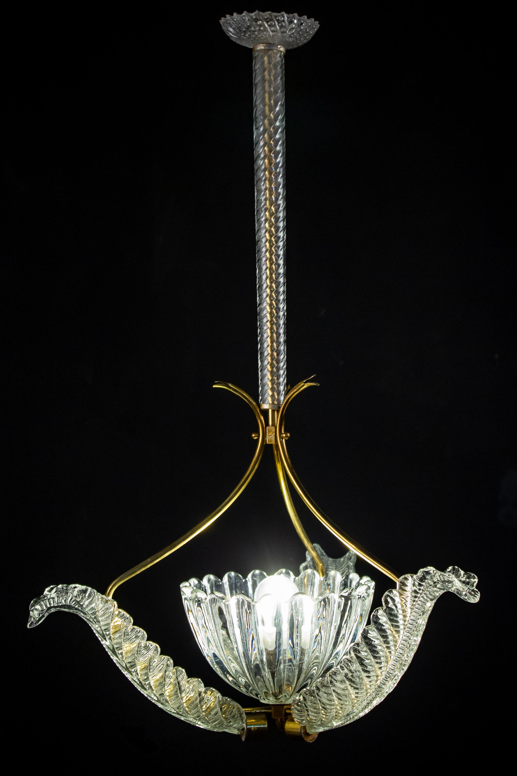 Mid-20th Century Pair of Liberty Pendants or Lanterns by Ercole Barovier, 1940s For Sale