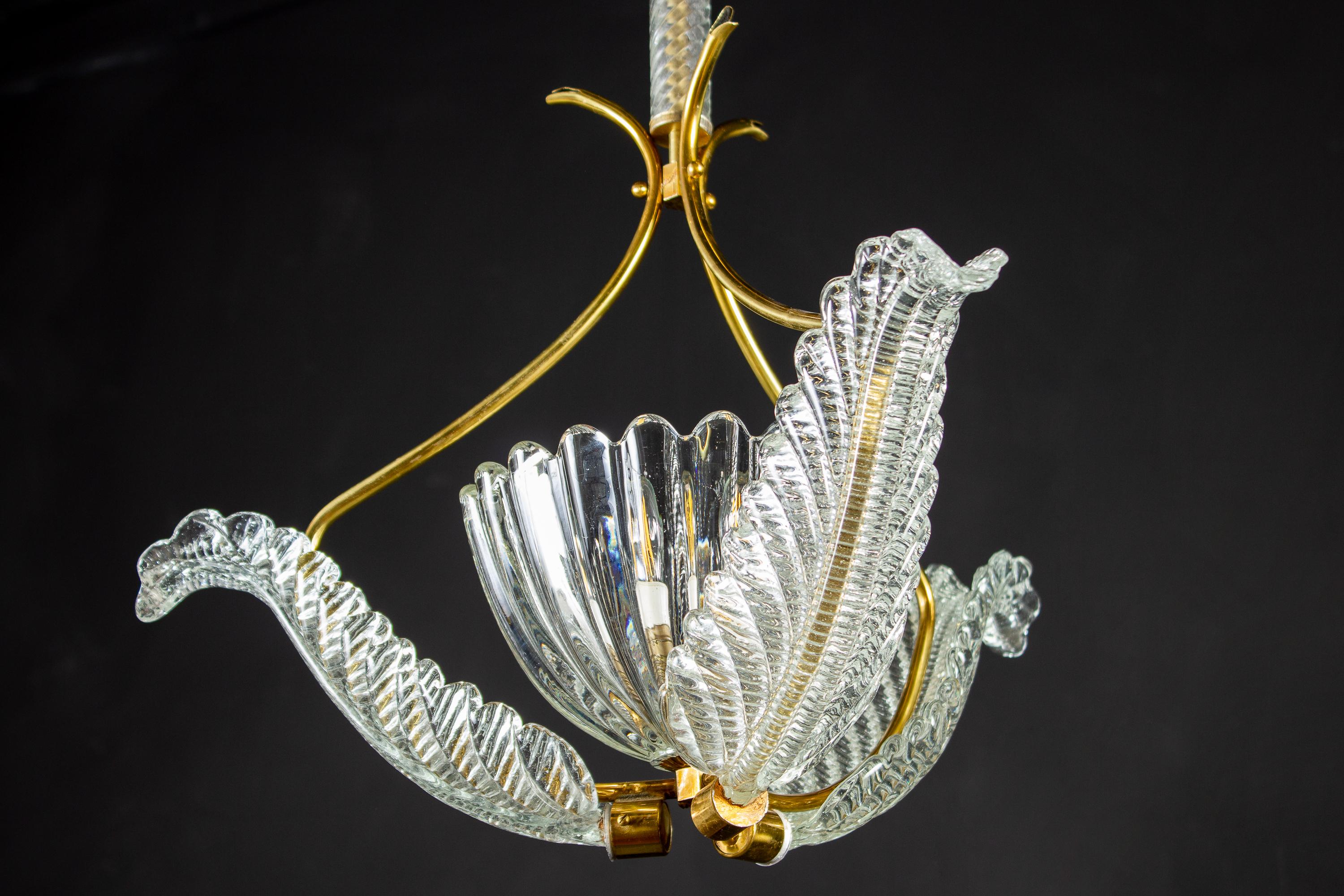 Glass Pair of Liberty Pendants or Lanterns by Ercole Barovier, 1940s For Sale
