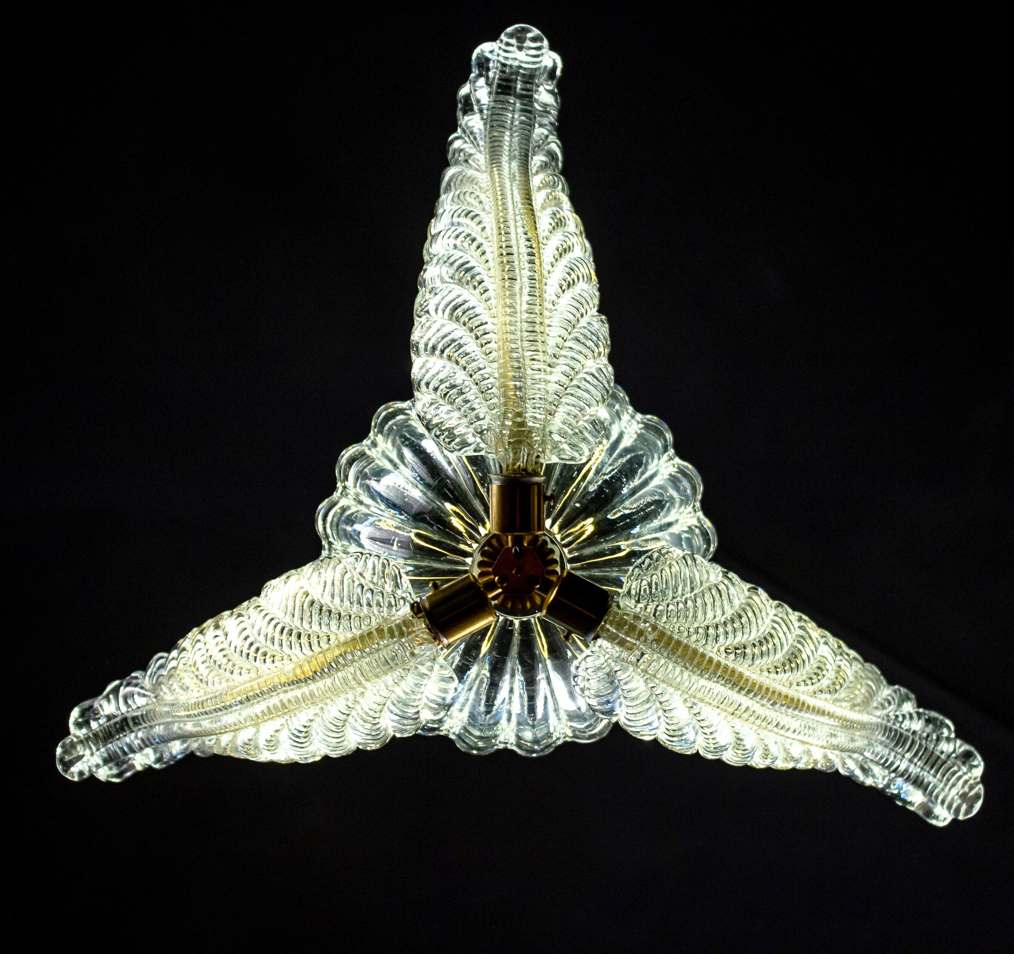 Glass Pair of Liberty Pendants or Lanterns by Ercole Barovier, 1940s For Sale