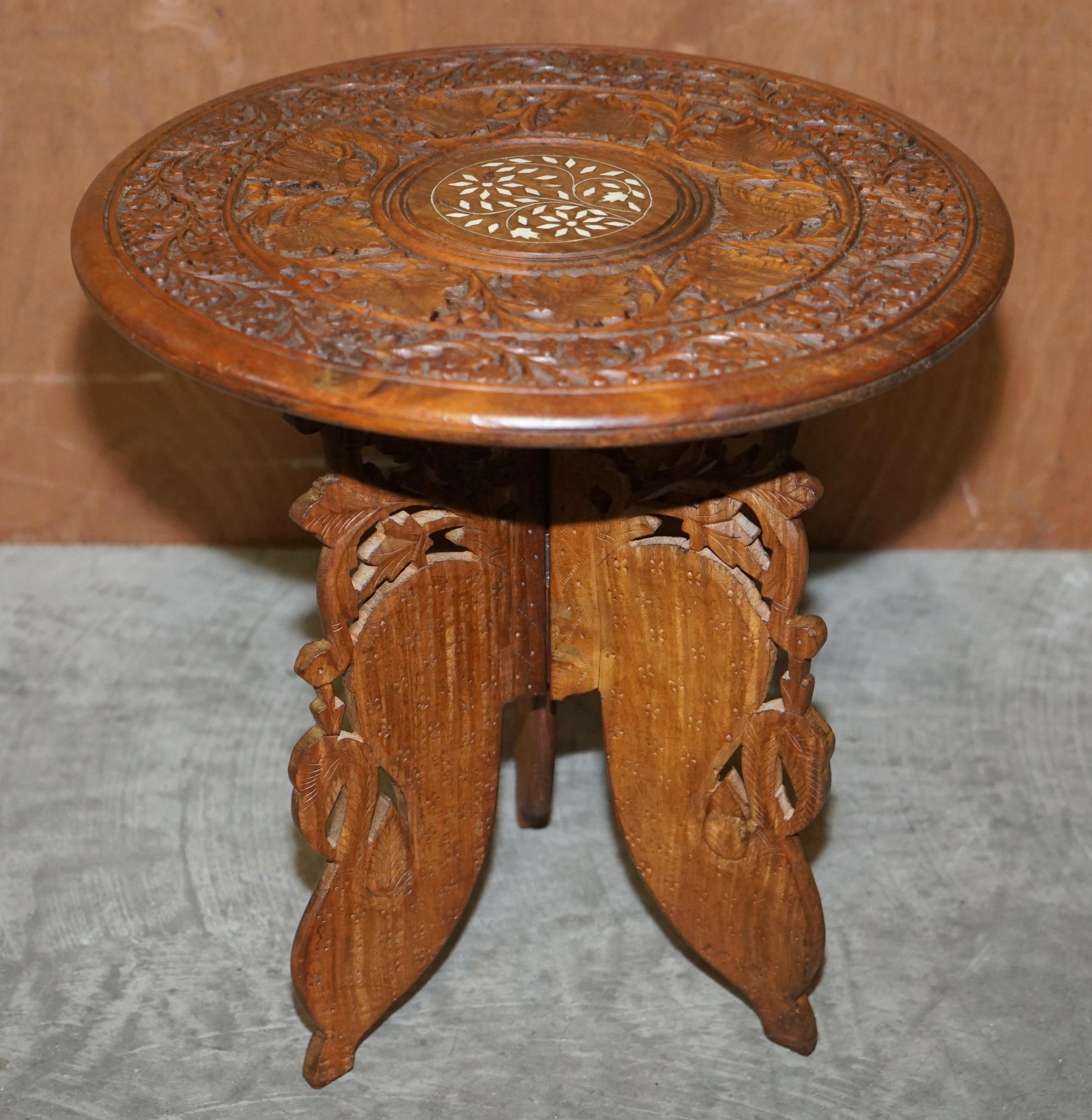 Pair of Liberty's circa 1900 Moroccan Hand Carved Hardwood Side End Lamp Tables 7