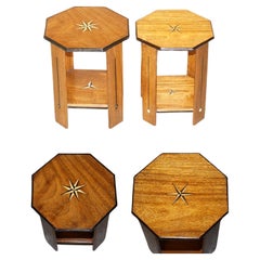 Pair of Liberty's London Restored Anglo Indian Style His & Hers Side End Tables