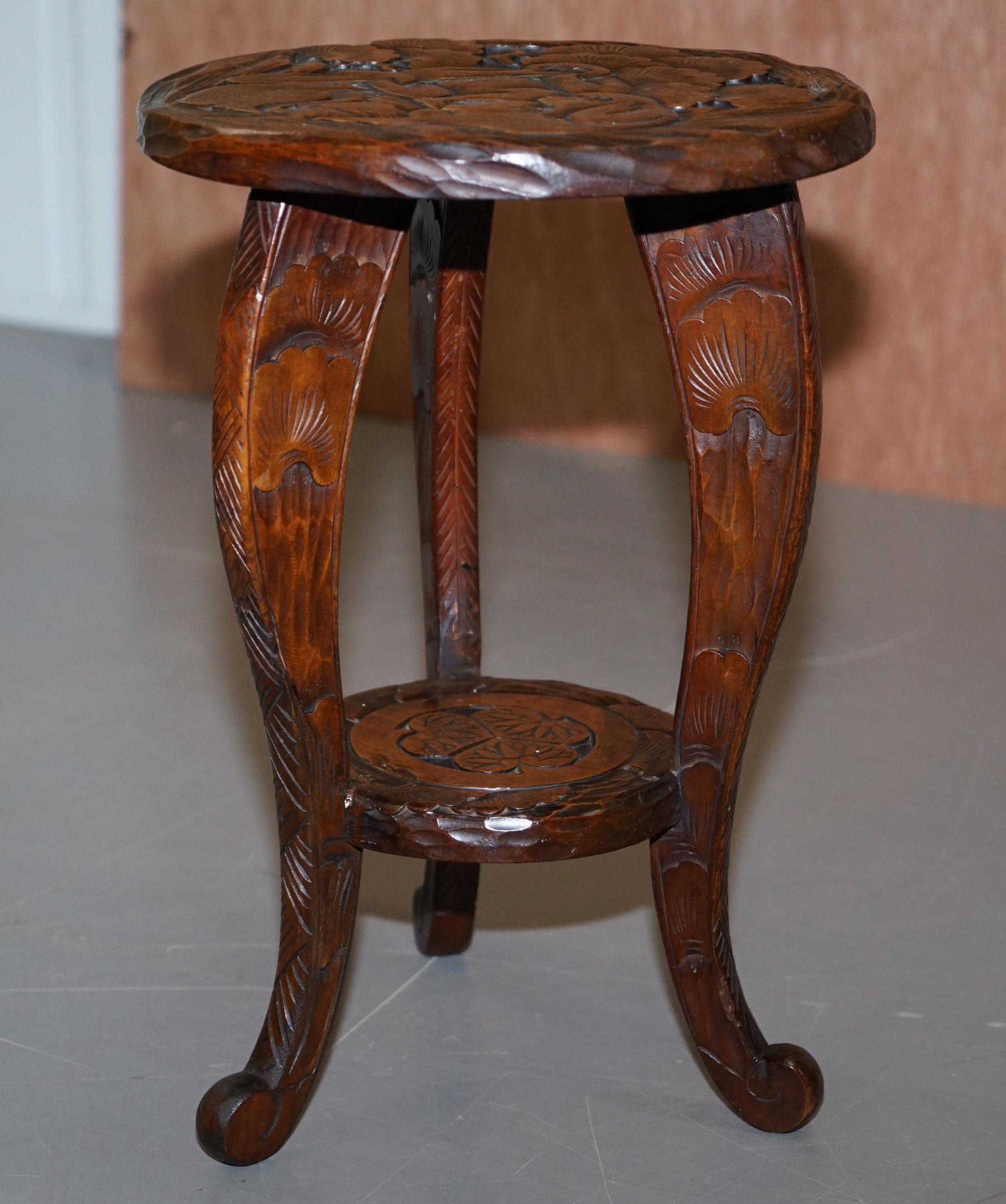 Pair of Liberty's London Three Monkey Hear See Speak No Evil Carved Side Tables 3
