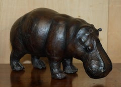 PAIR OF LIBERTY'S OMERSA MOTHER & CALF LEATHER HIPPOPOTAMUS FOOTSTOOL HiPPO'S