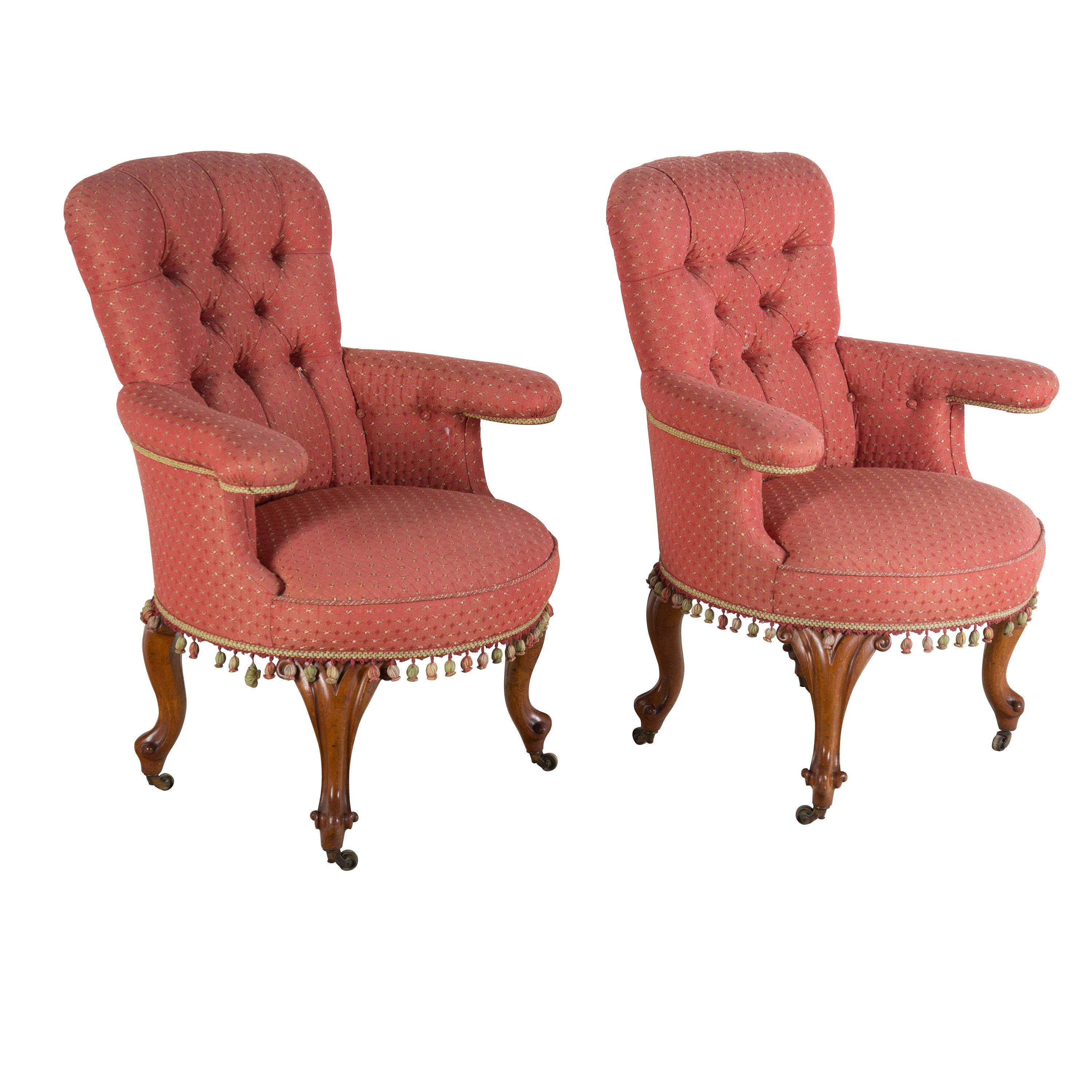 Pair of Gillows type library chairs.