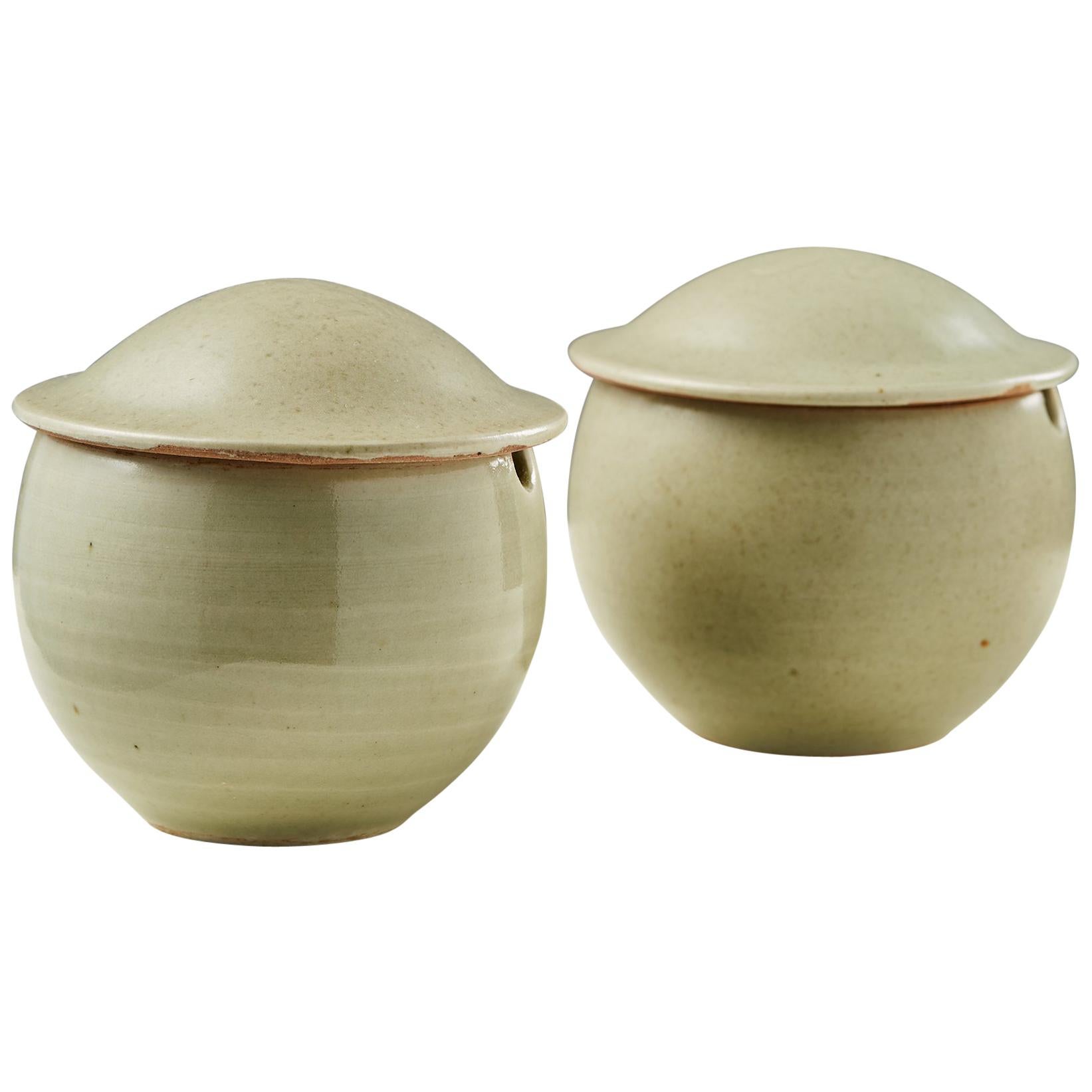 Pair of Lidded Bowls for St Ive’s Pottery, England, 1980s For Sale