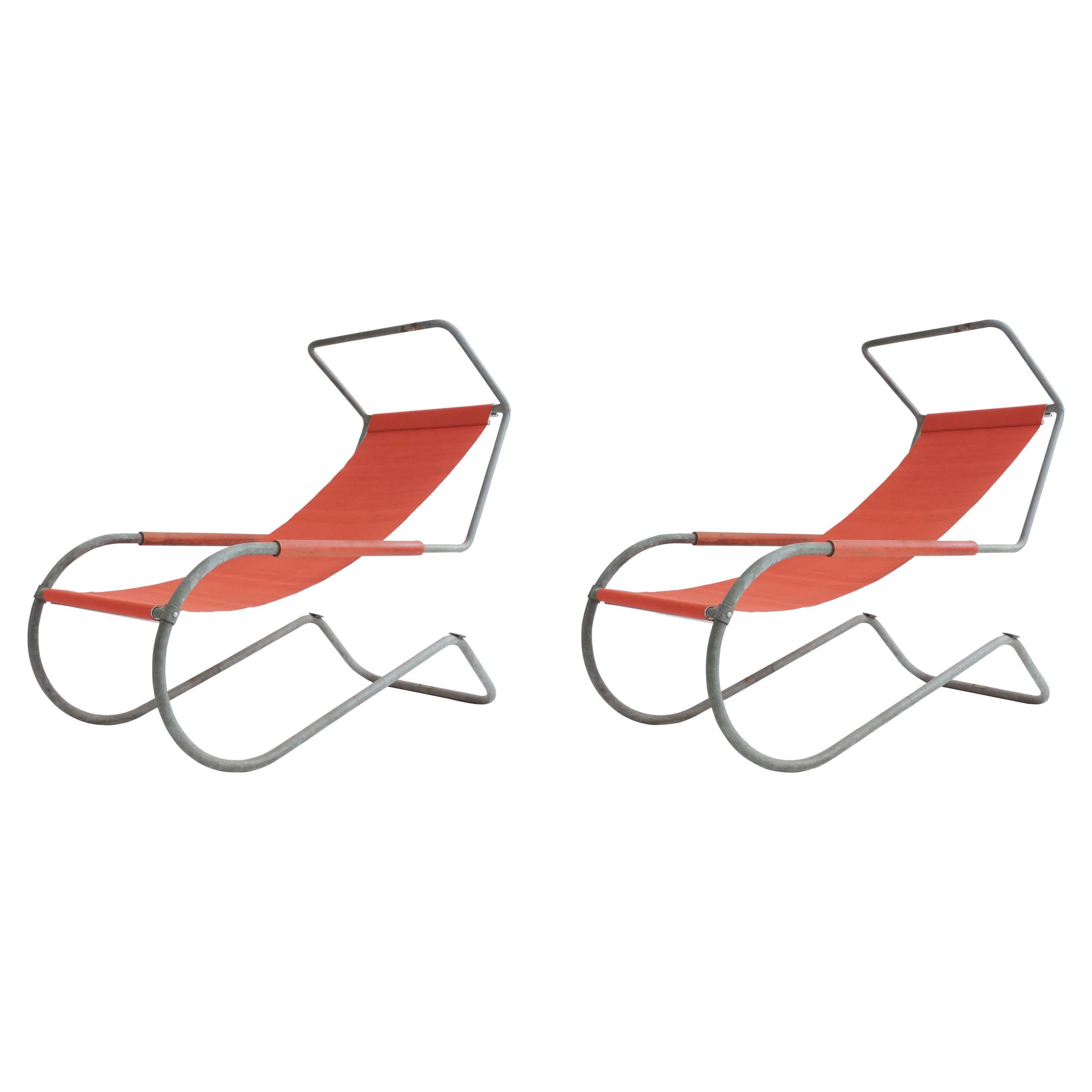 Pair of 'Lido' Lounge Chairs by Battista Giudici, Locarno, Switzerland, 1936