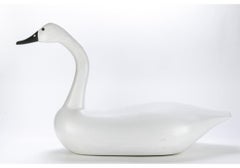 Pair of Life Size Antique Carved and Painted Swan Figures