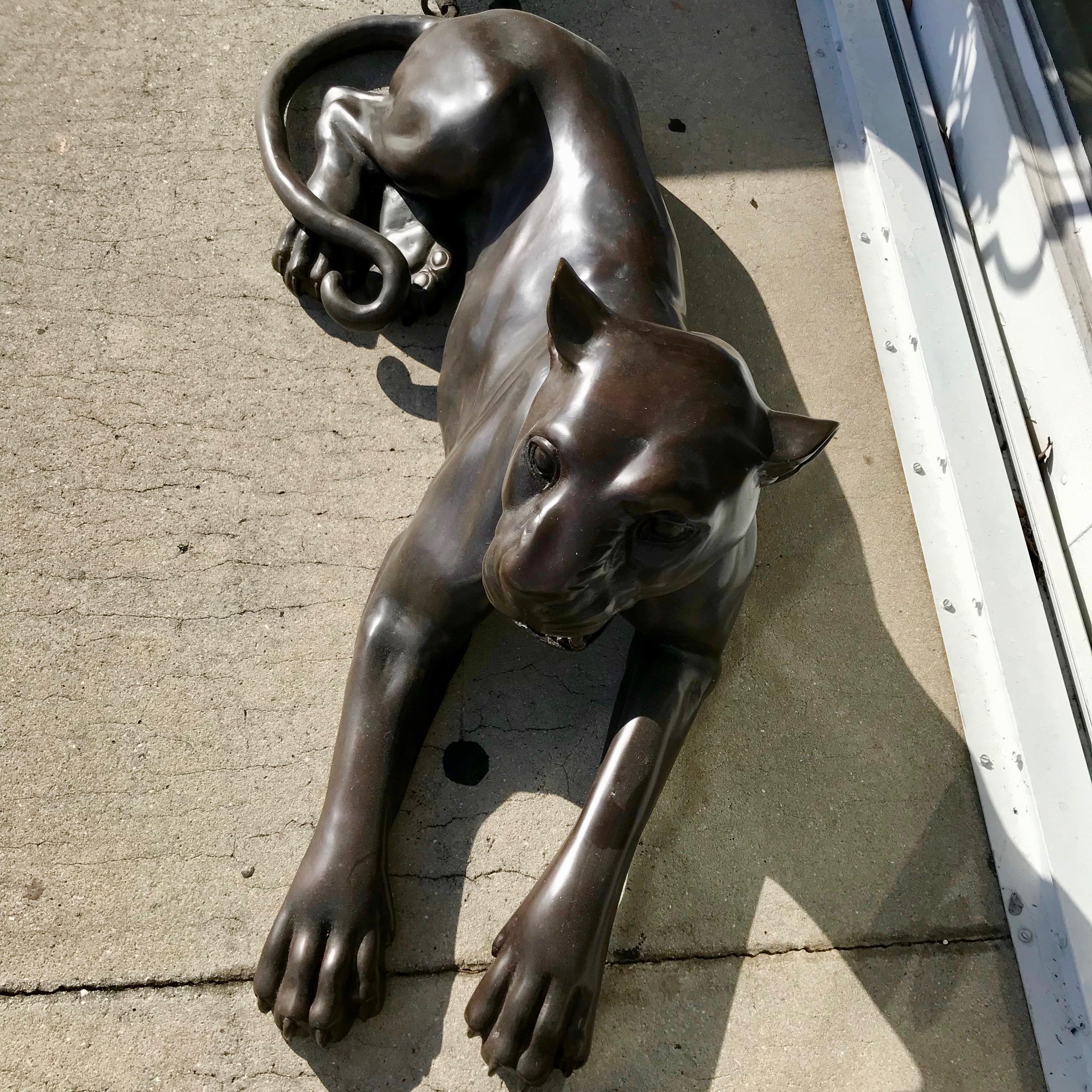 Paar lebensgroße Bronzefiguren von Panthern in Lebensgröße 5