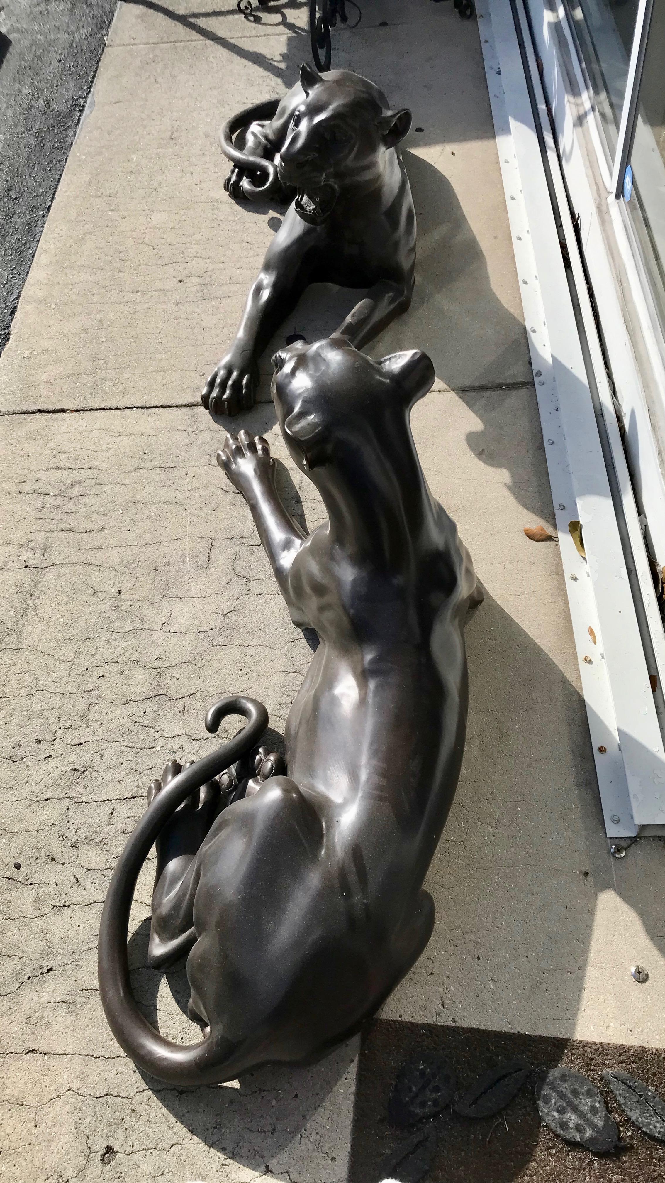 Paar lebensgroße Bronzefiguren von Panthern in Lebensgröße 6