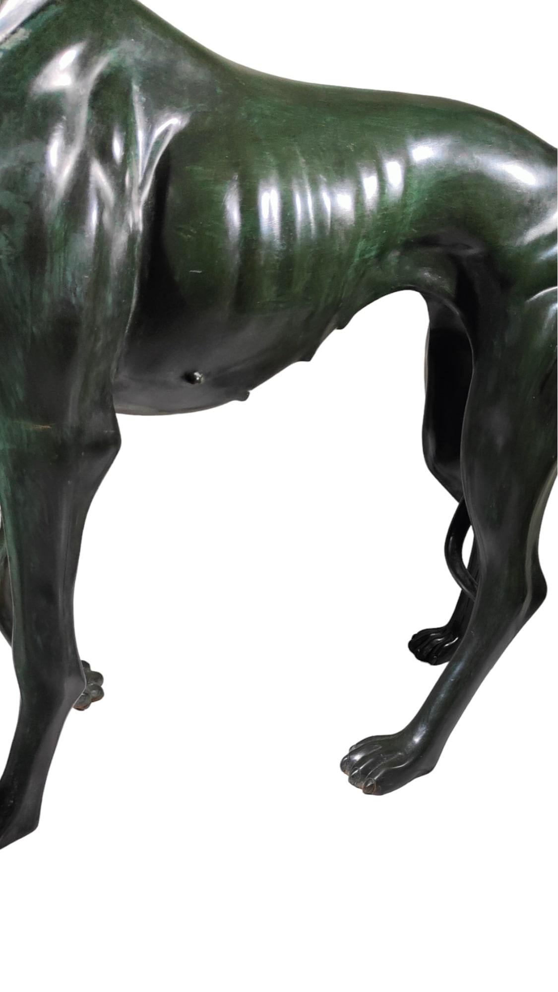 Pair of life-size bronze greyhound dogs For Sale 8