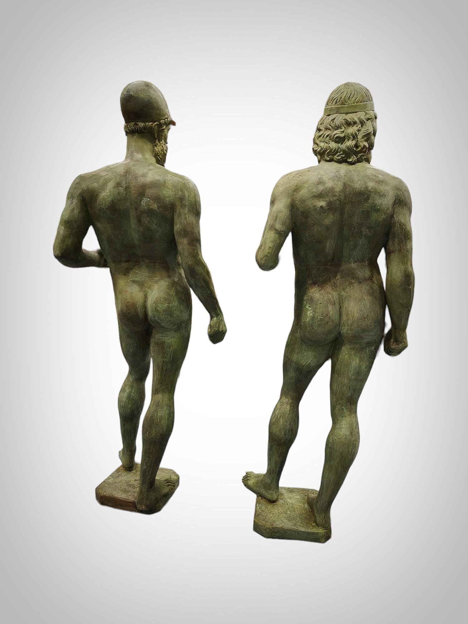 Pair of Life-size Bronze Sculptures of the Riace Warriors 200 CM In Good Condition For Sale In Madrid, ES