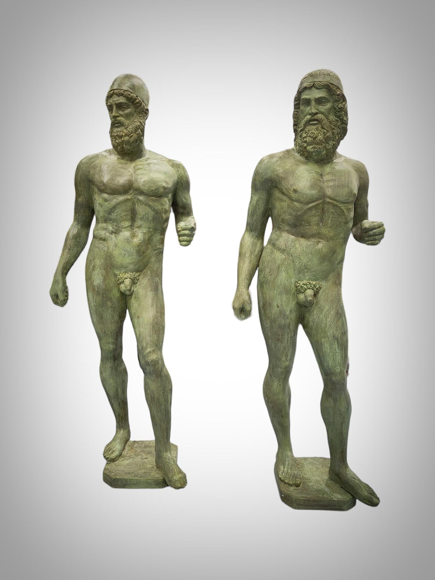 Late 20th Century Pair of Life-size Bronze Sculptures of the Riace Warriors 200 CM For Sale