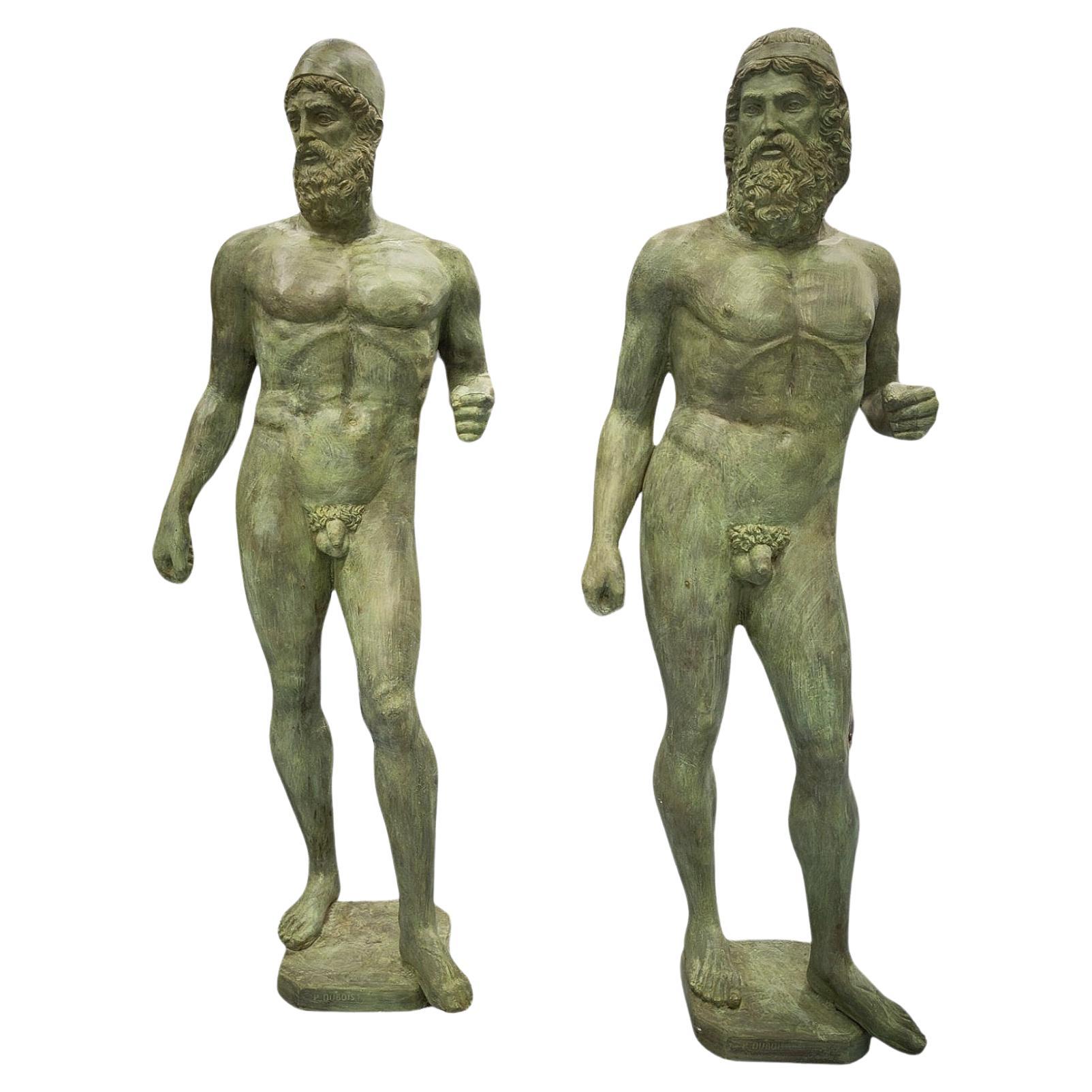 Paire de sculptures en bronze grandeur nature des guerriers de Riace 200 CM