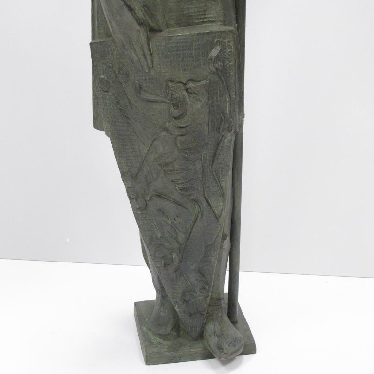 Pair of Life Size Bronze Statues Sculpture Middle Ages Knight in Armor