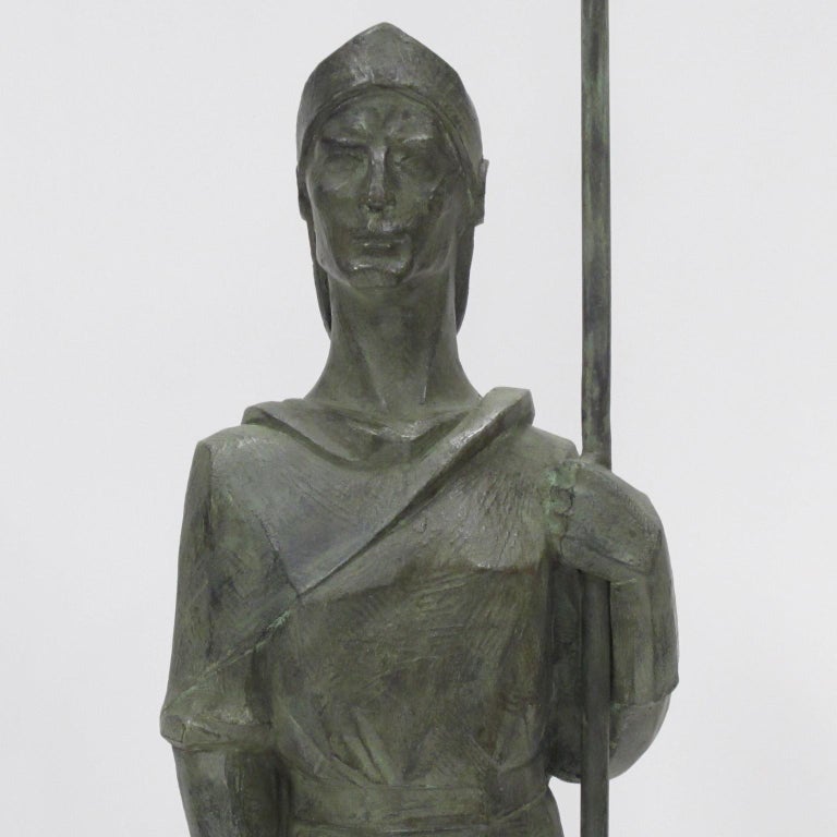 Pair of Life Size Bronze Statues Sculpture Middle Ages Knight in Armor